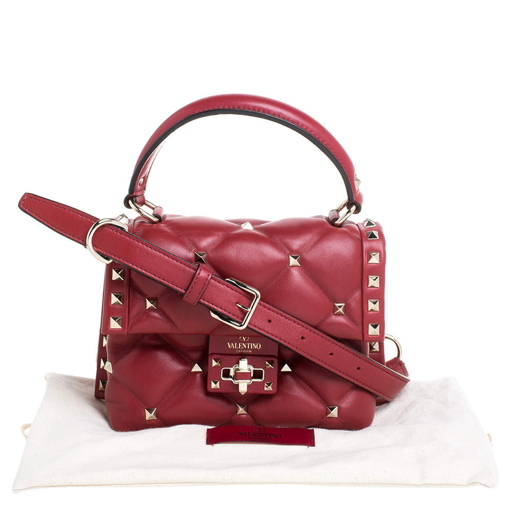 Valentino Red Quilted Leather Mini Candystud Top Handle Bag Valentino
