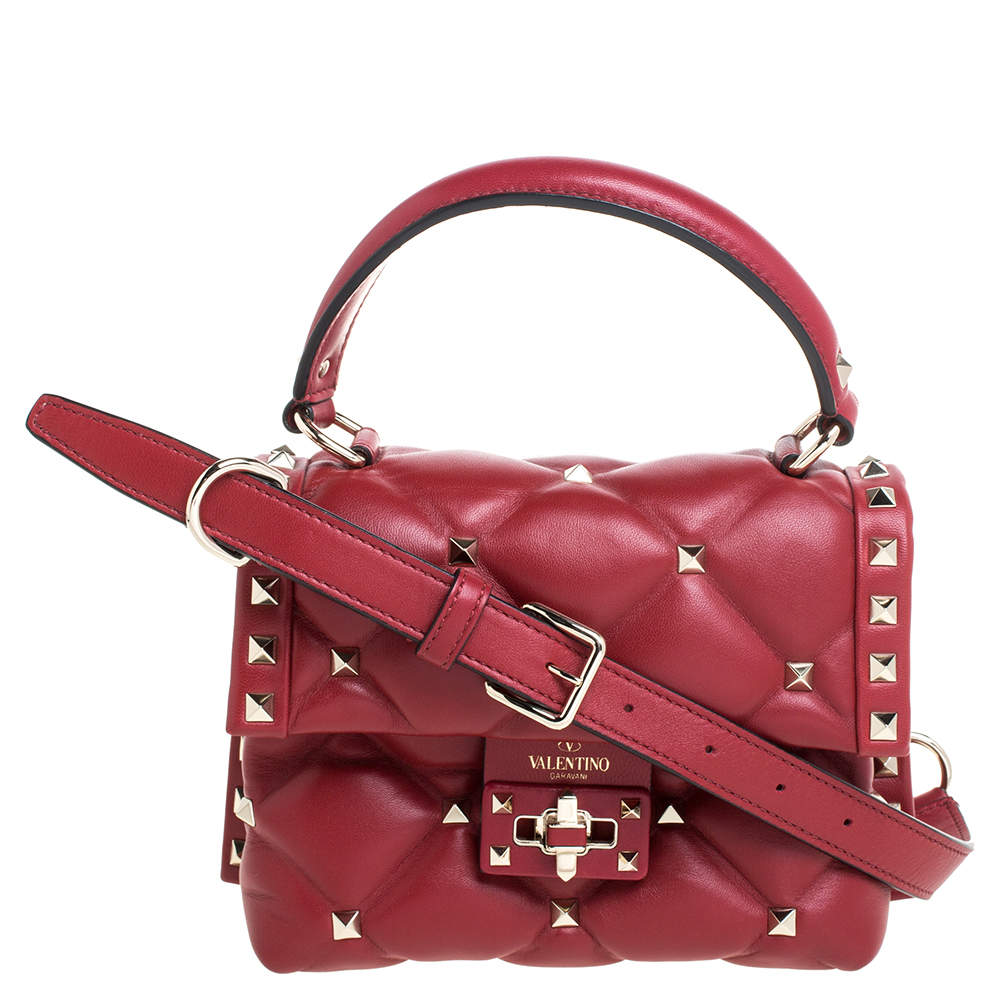 Valentino Candystud Red Quilted Leather