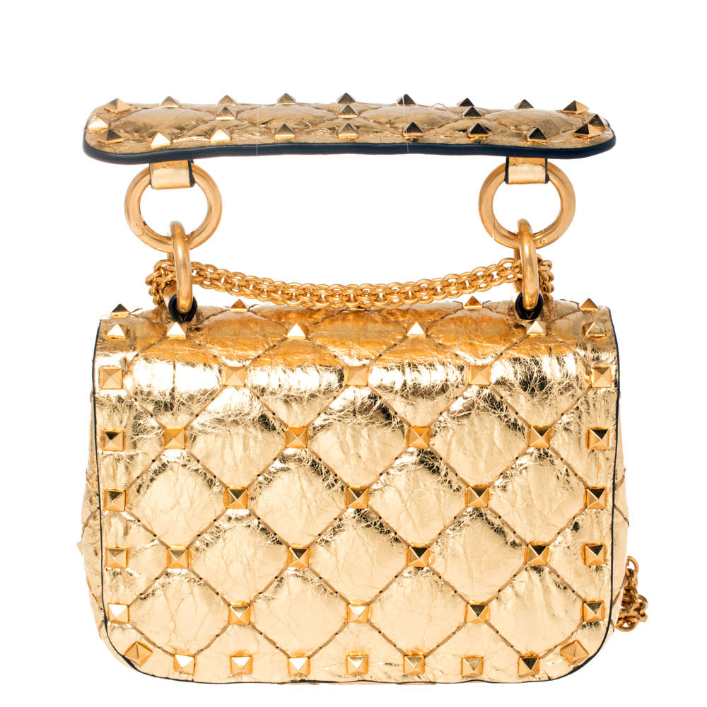 VALENTINO ROCKSTUD BAG SPIKE FORMAT MEDIUM BAG NEW Red Golden Leather Metal  ref.126764 - Joli Closet