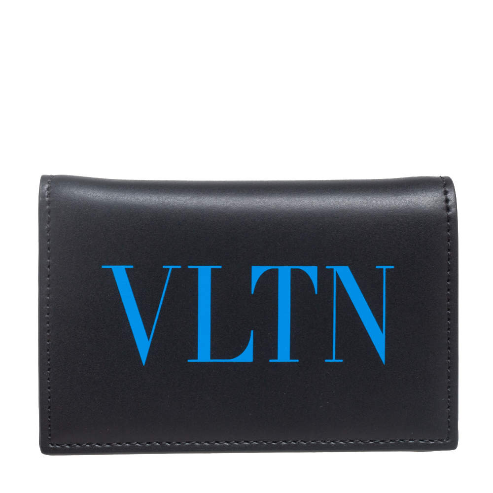 Valentino Black Leather VLTN Bifold Card Case
