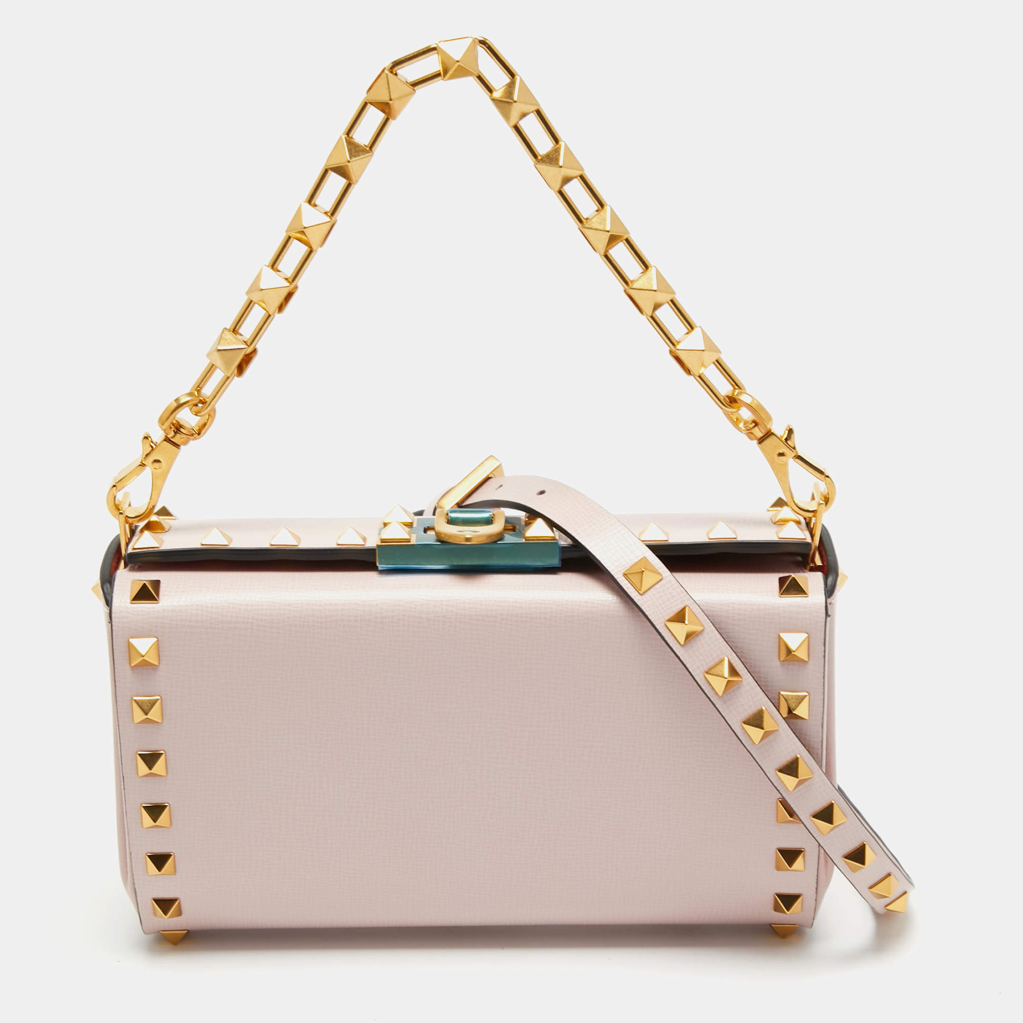 مملوكة مسبقًا Valentino Light Pink Leather Rockstud Alcove Crossbody Bag