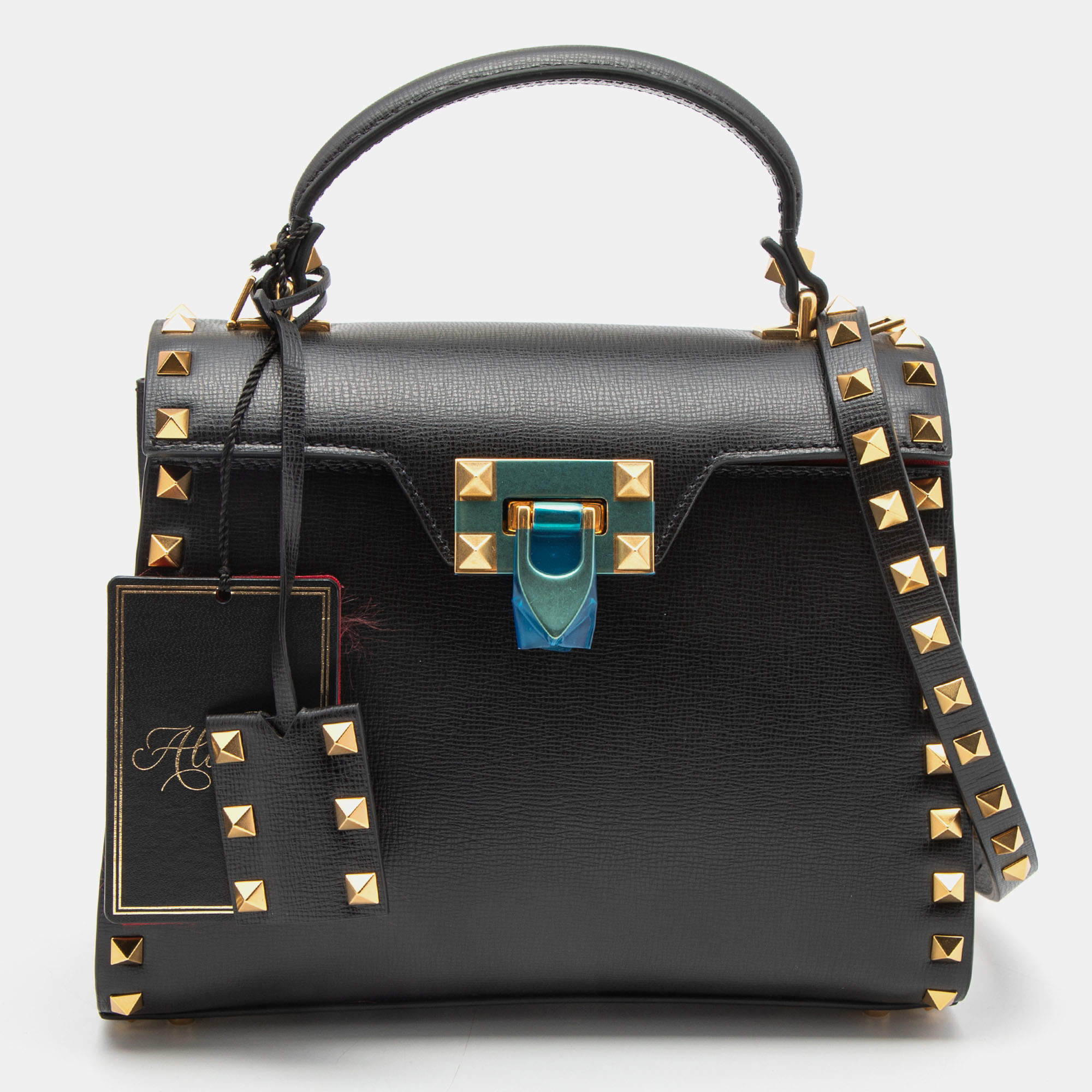 Pre Owned Valentino Black Leather Alcove Top Handle Bag