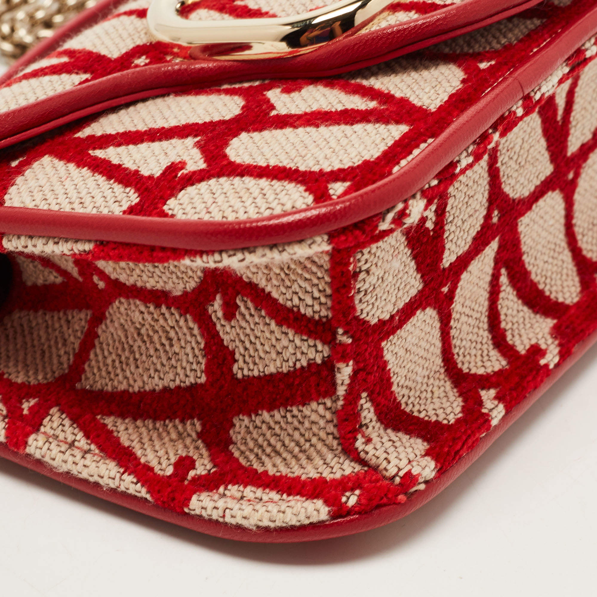 Small Locò Shoulder Bag With Toile Iconographe Embroidery for Woman in Red/silver