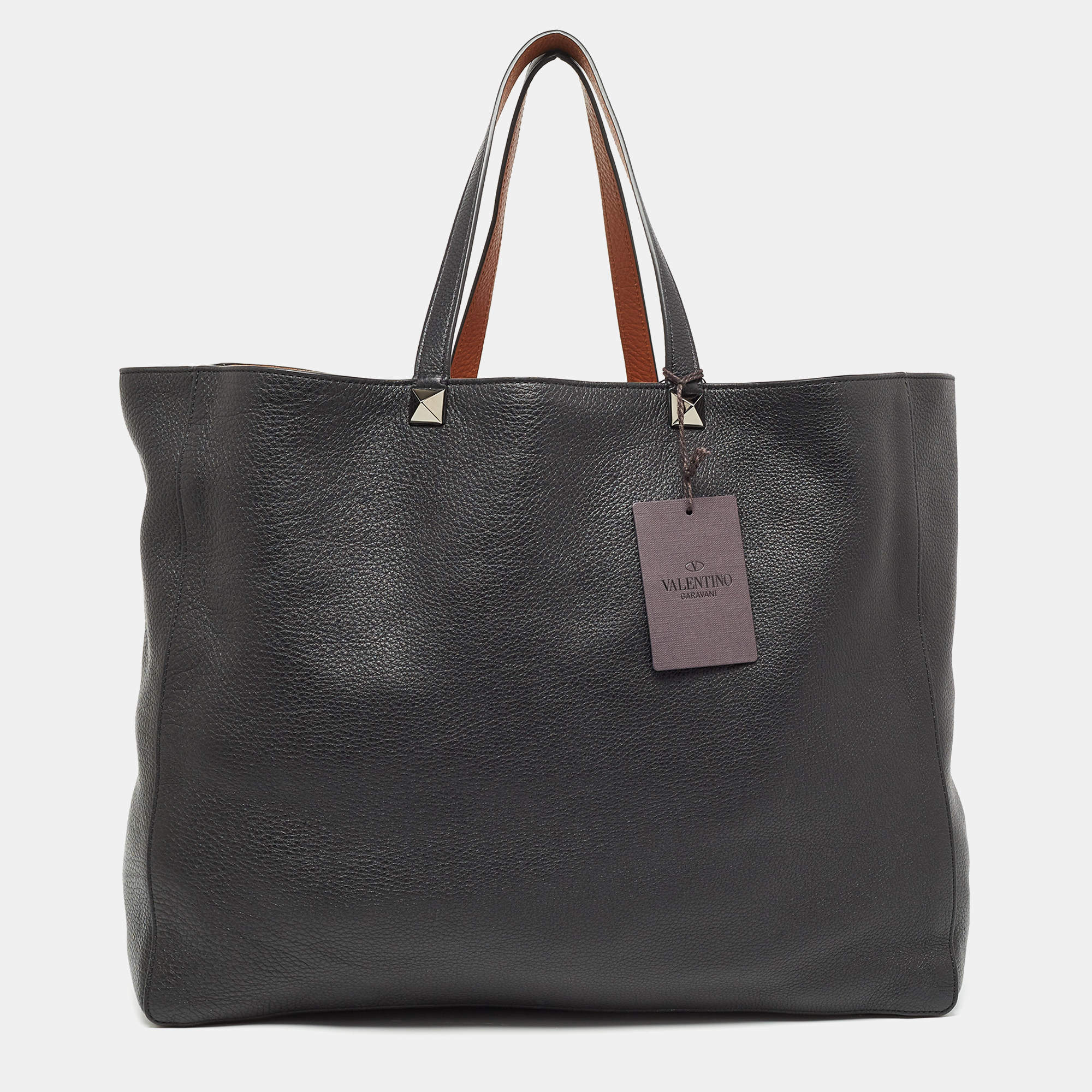 Pre Owned Valentino Brown/Black Leather Identity Reversible Tote