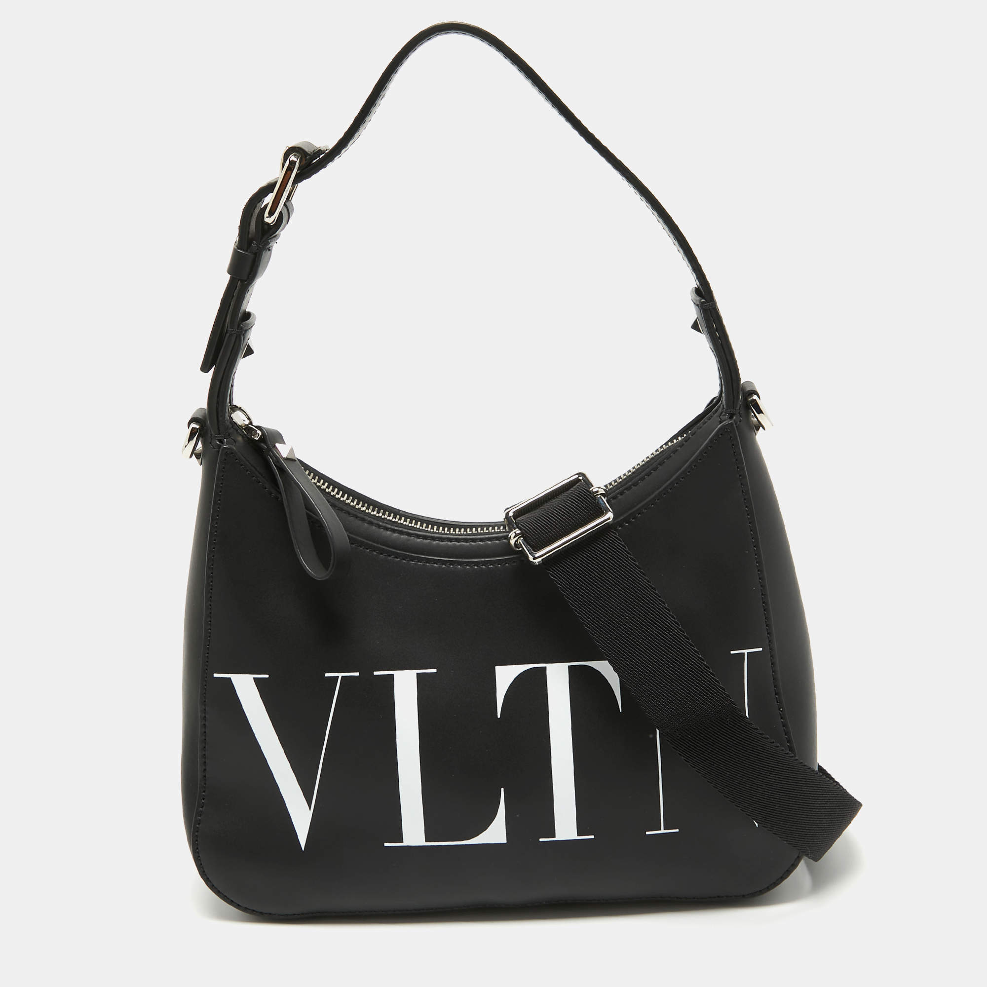 Pre Owned Valentino Black Leather Small VLTN Hobo