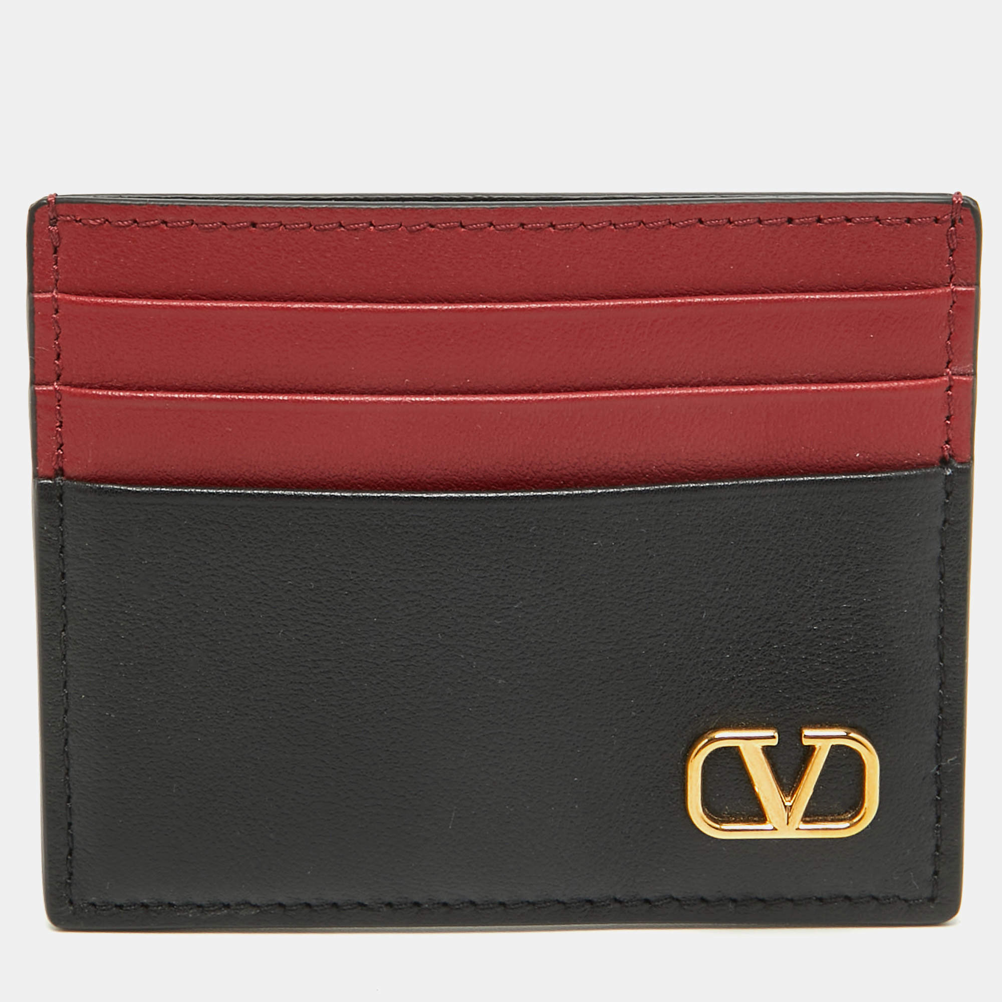 Pre Owned Valentino Multicolor Leather VLogo Card Holder