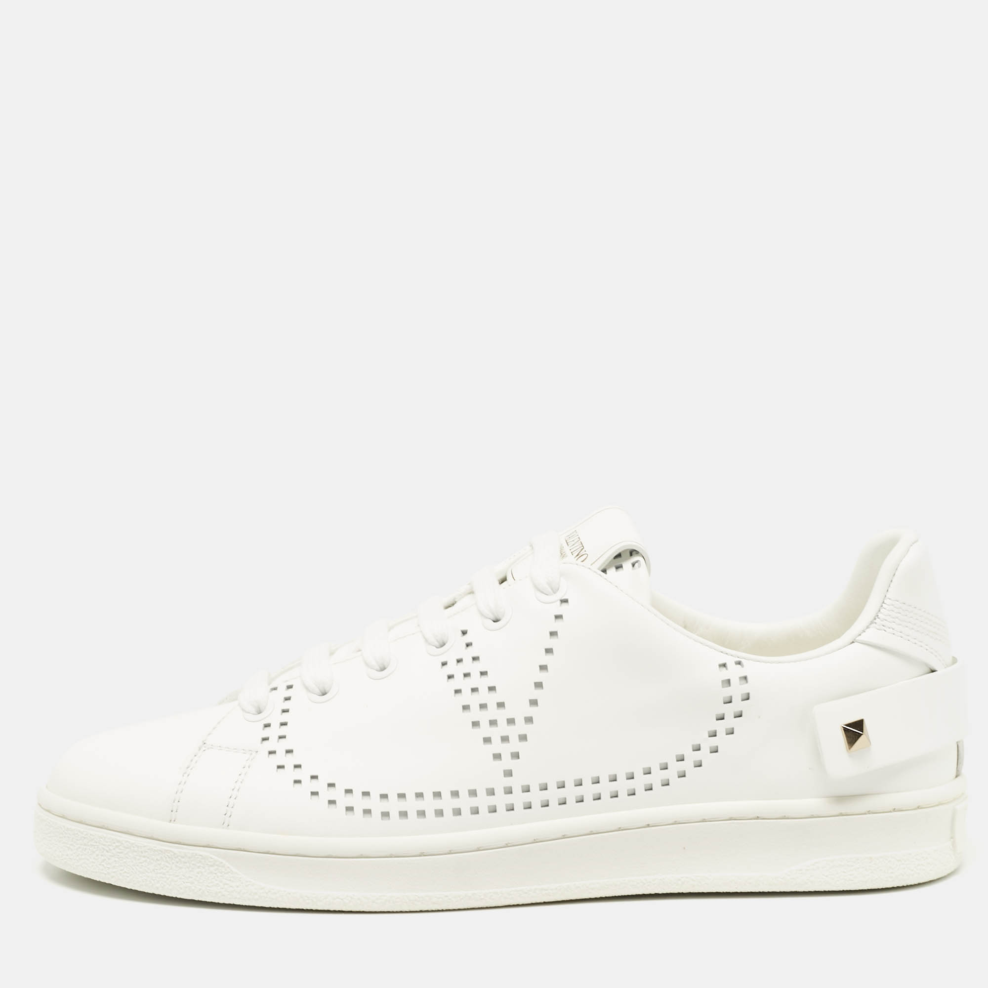 مملوكة مسبقًا Valentino White Leather Backnet Sneakers Size 37