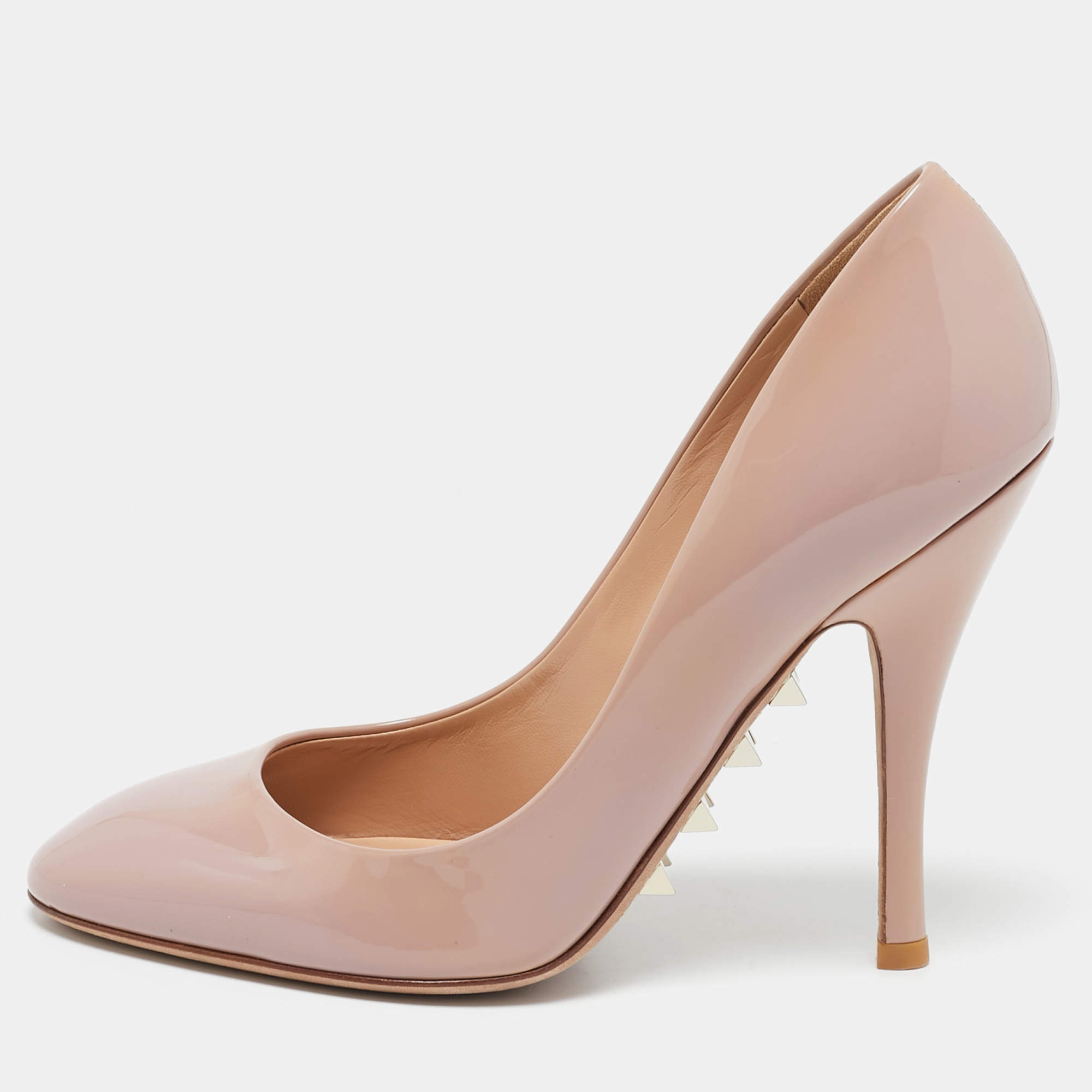 Pre Owned Valentino Blush Pink Patent Leather Rockstud Pumps Size 38