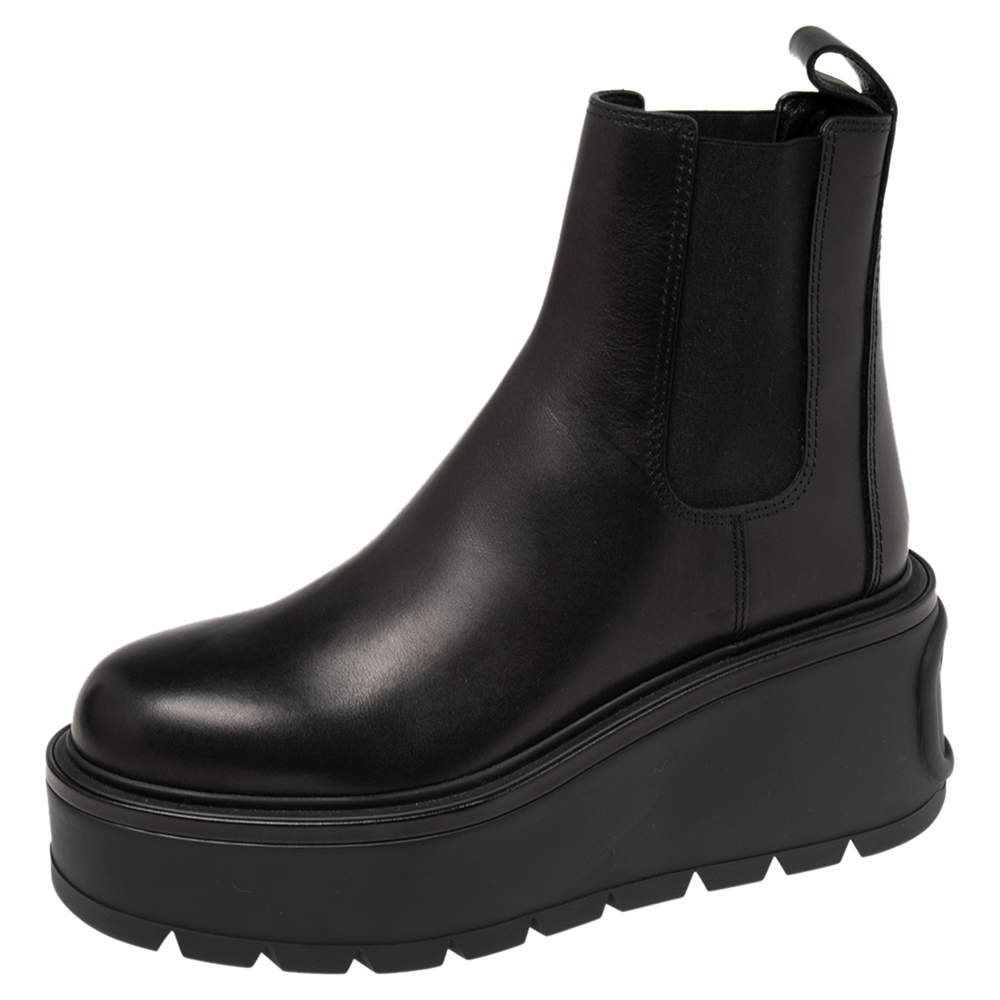 مملوكة مسبقًا Valentino Dark Brown Leather Uniqueform Chelsea Boots Size 38