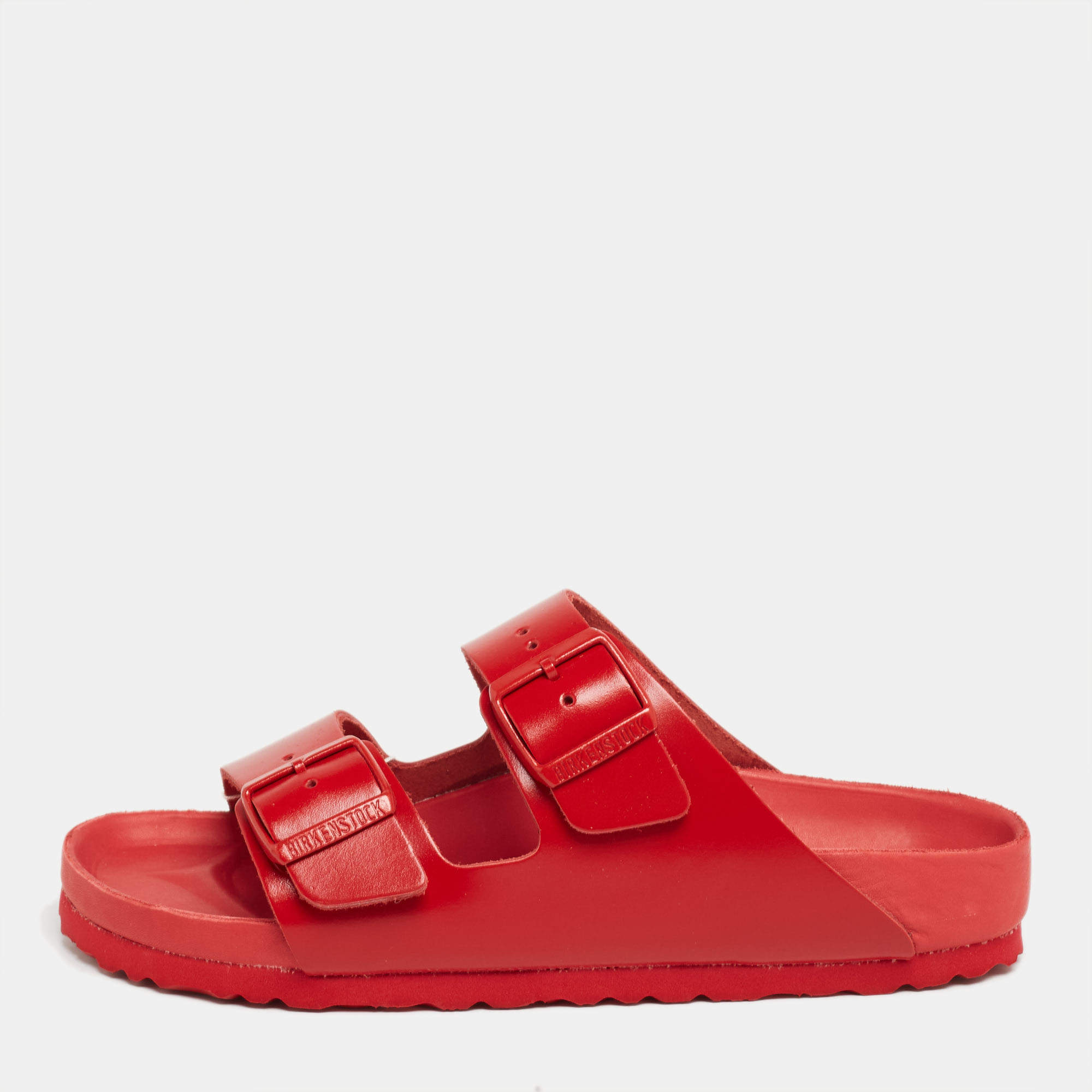 Pre Owned Valentino x Birkenstock Red Leather Flat Sandals Size 39