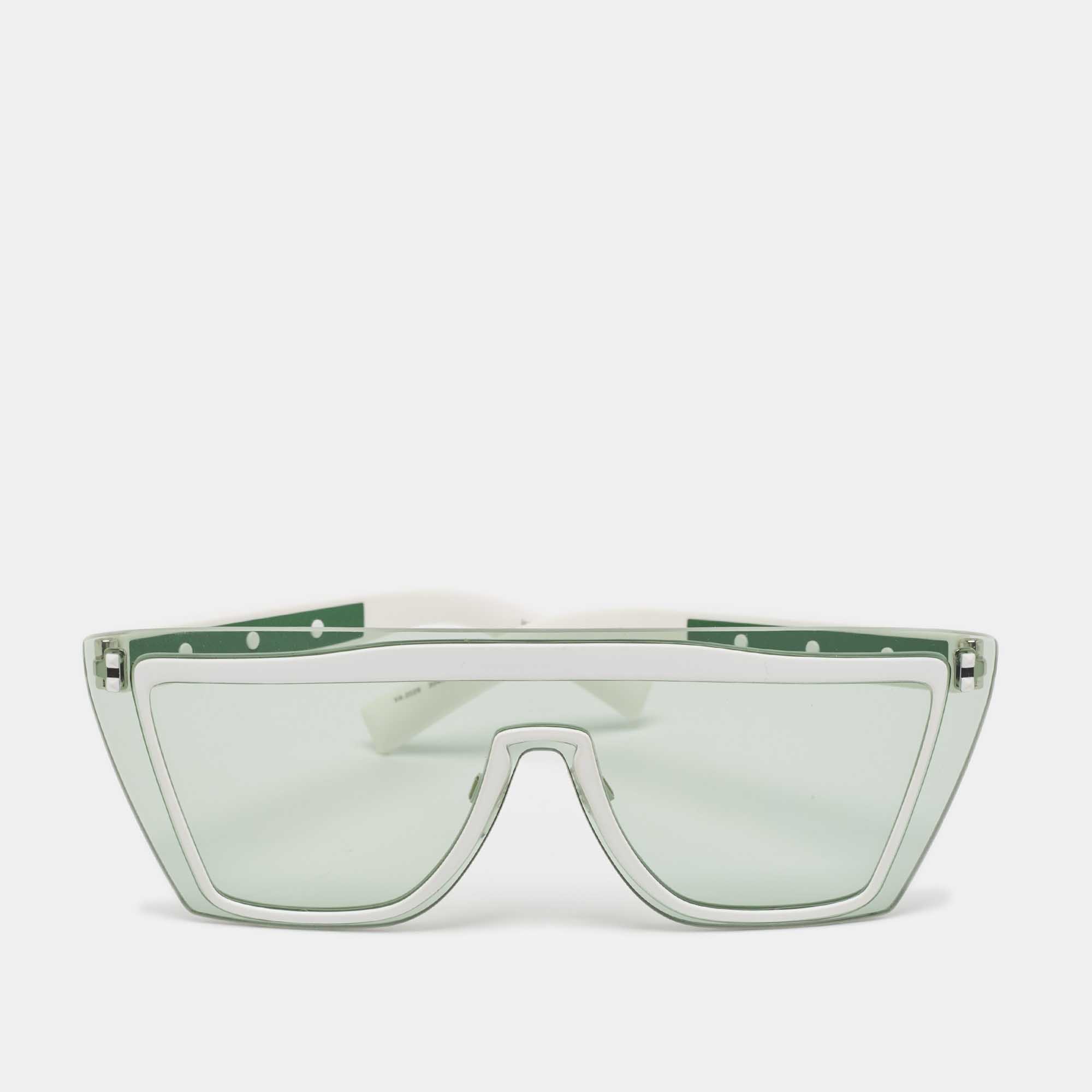 Valentino Green/White VA 2026 Rockstud Shield Sunglasses