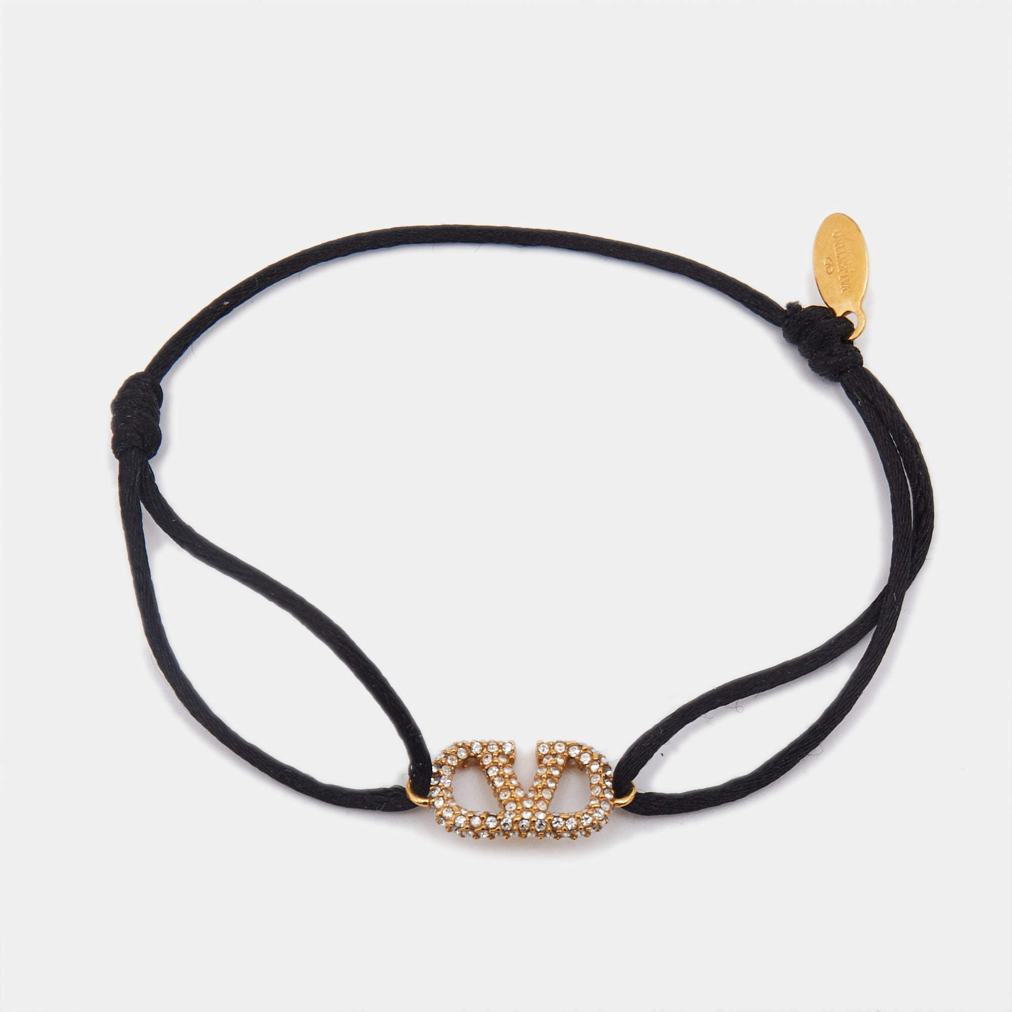 Vlaentino Vlogo Crystals Gold Tone Cord Bracelet