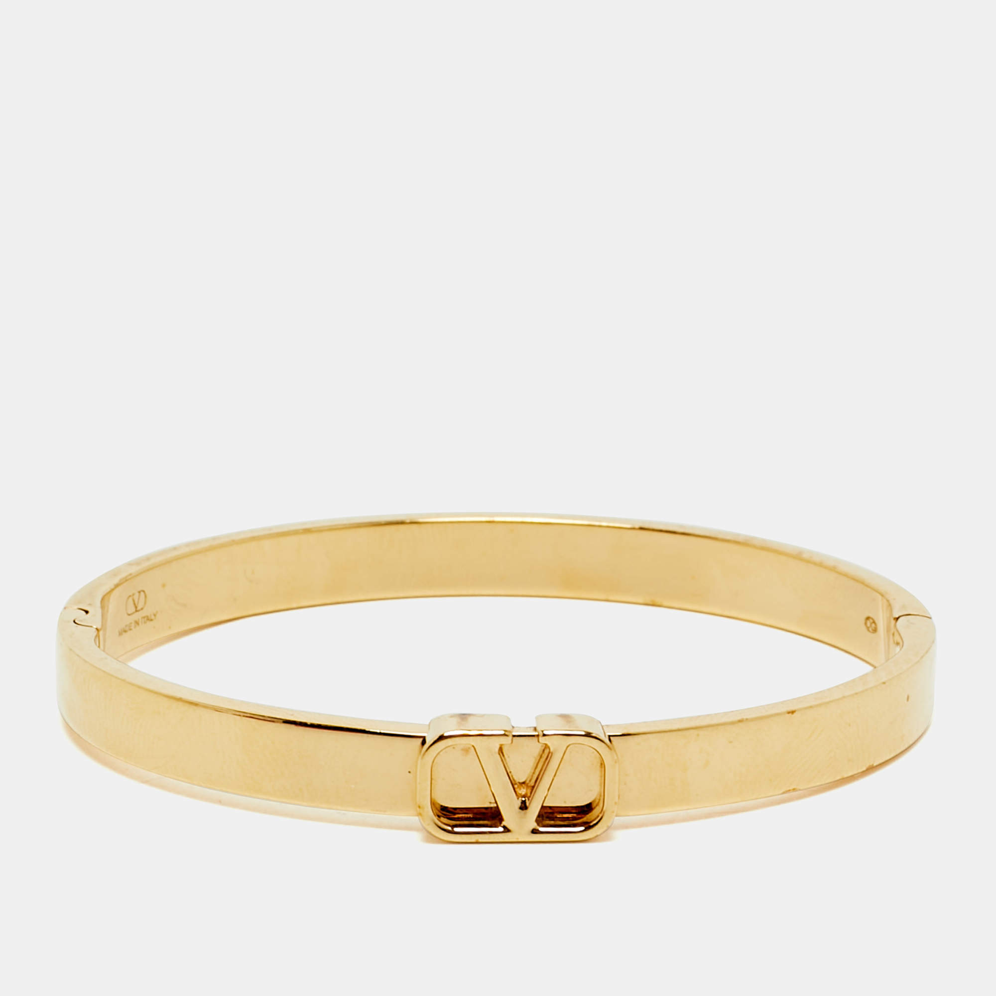 Pre Owned Valentino Vlogo Gold Tone Bracelet