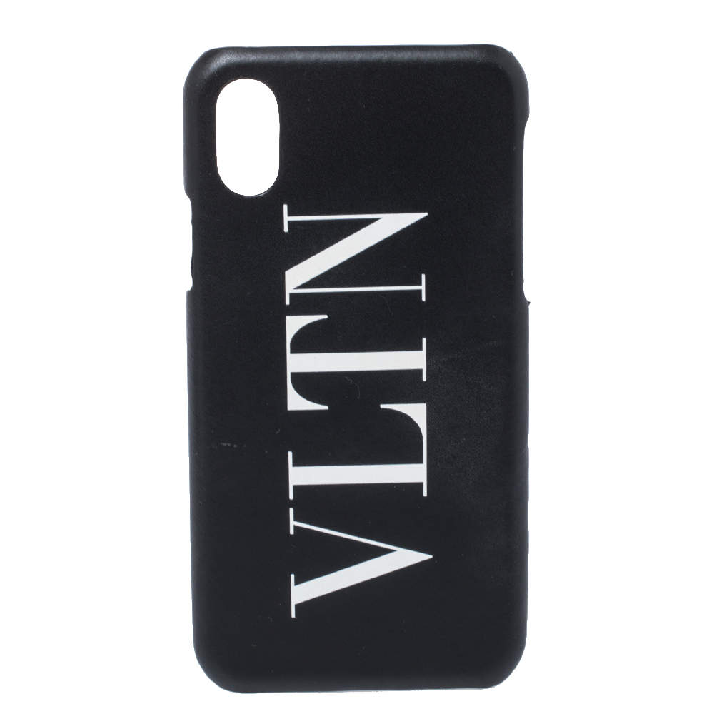 Pre Owned Valentino Black Rubber VLTN iPhone X Cover