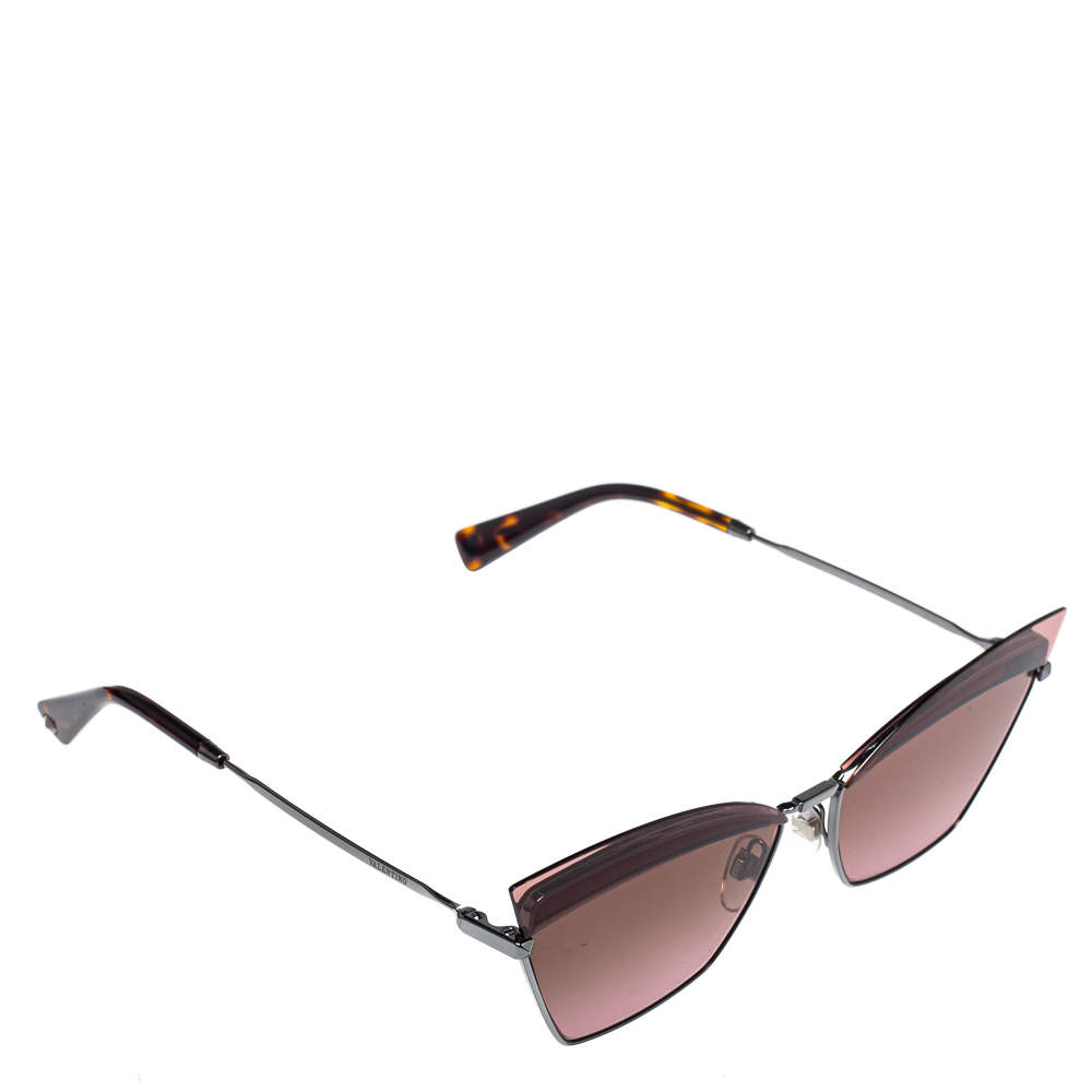 Valentino Gunmetal Tone/ Rose & Green Gradient VA 2029 Cateye Sunglasses