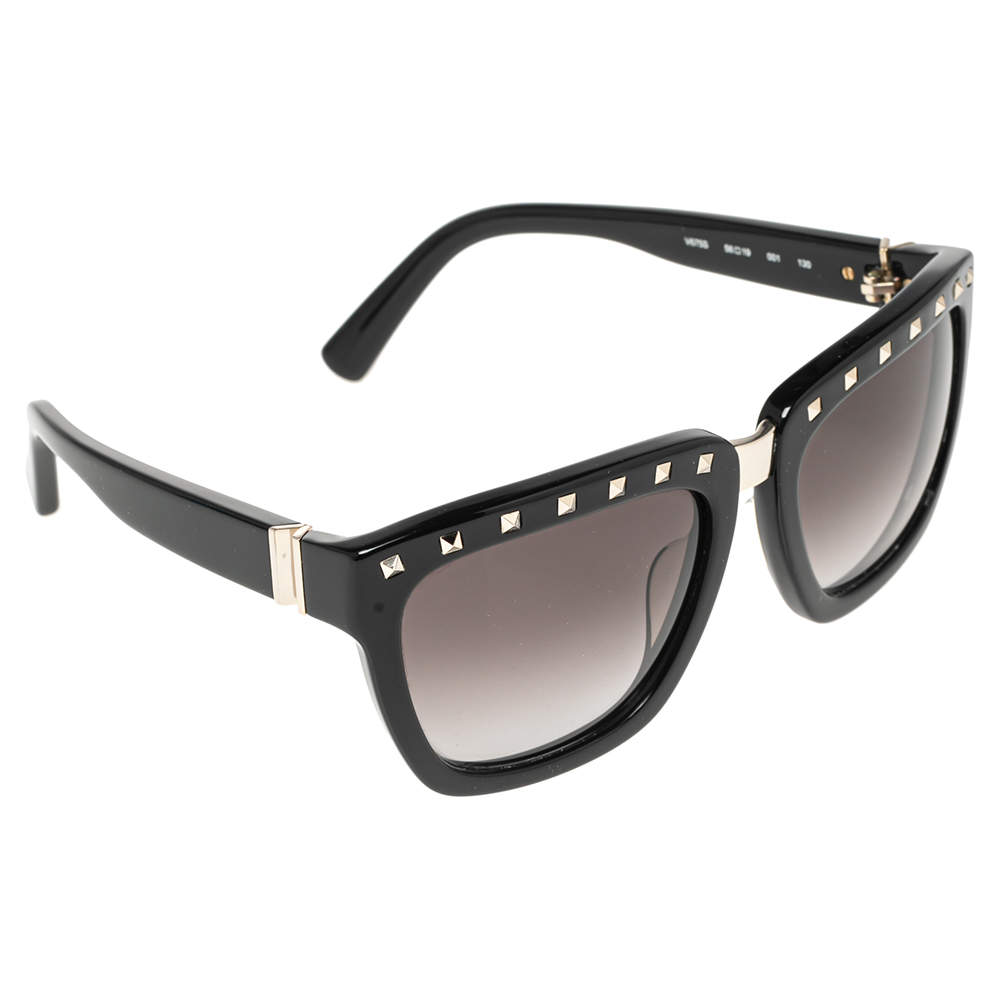 Pre Owned Valentino Black Rockstud V675S Wayfarer Gradient Sunglasses