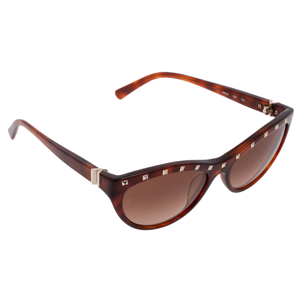 مملوكة مسبقًا Valentino Brown Acetate V641S Gradient Studded Cat Eye Sunglasses