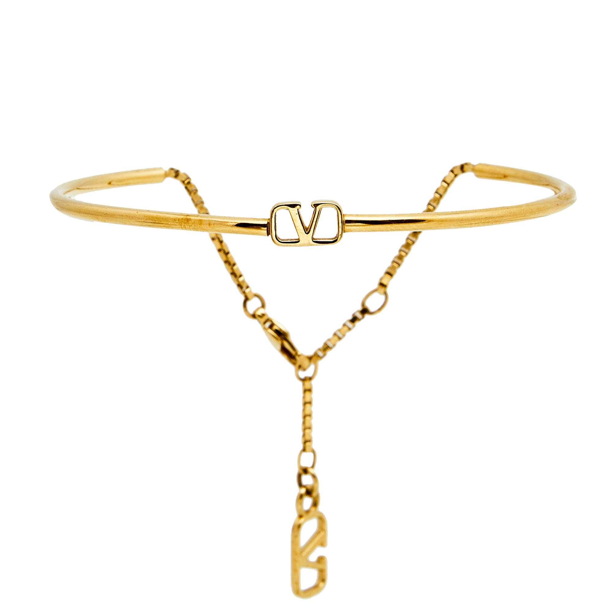 Valentino VLogo Signature Gold Tone Metal Cuff Bracelet Valentino