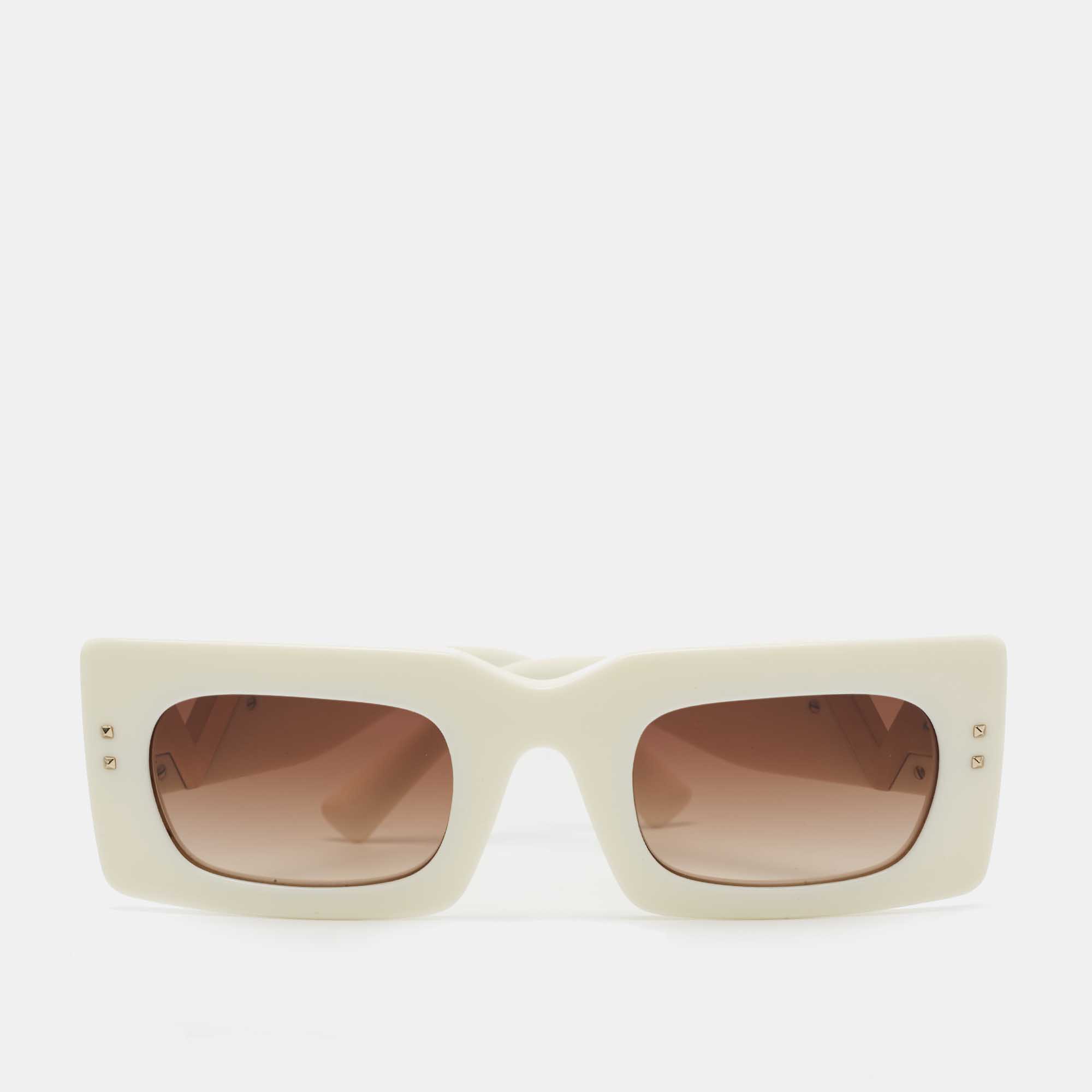 مملوكة مسبقًا Valentino Off-White / Brown Gradient VLogo VA 4094 Rectangle Sunglasses
