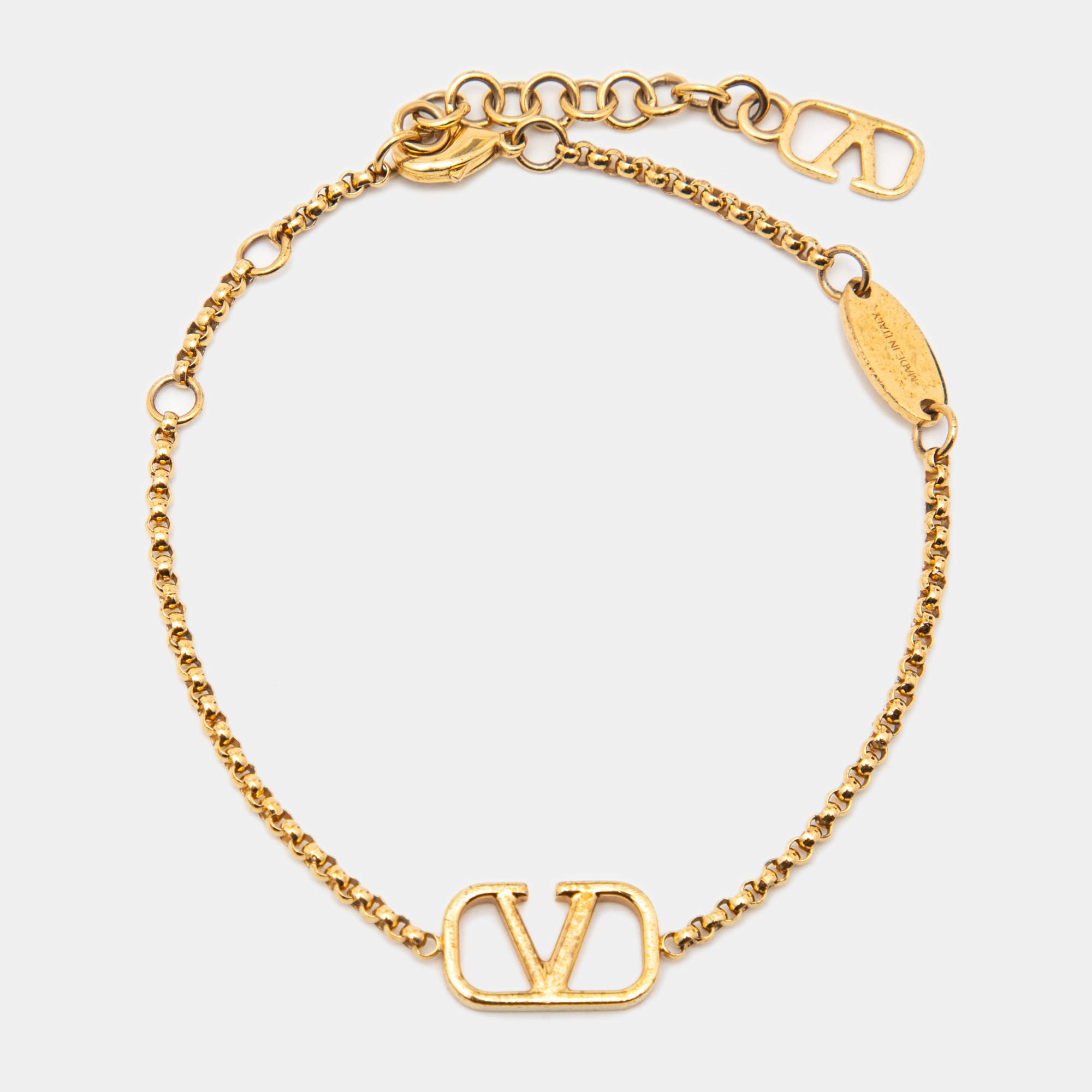 Pre Owned Valentino Gold Tone VLogo Bracelet