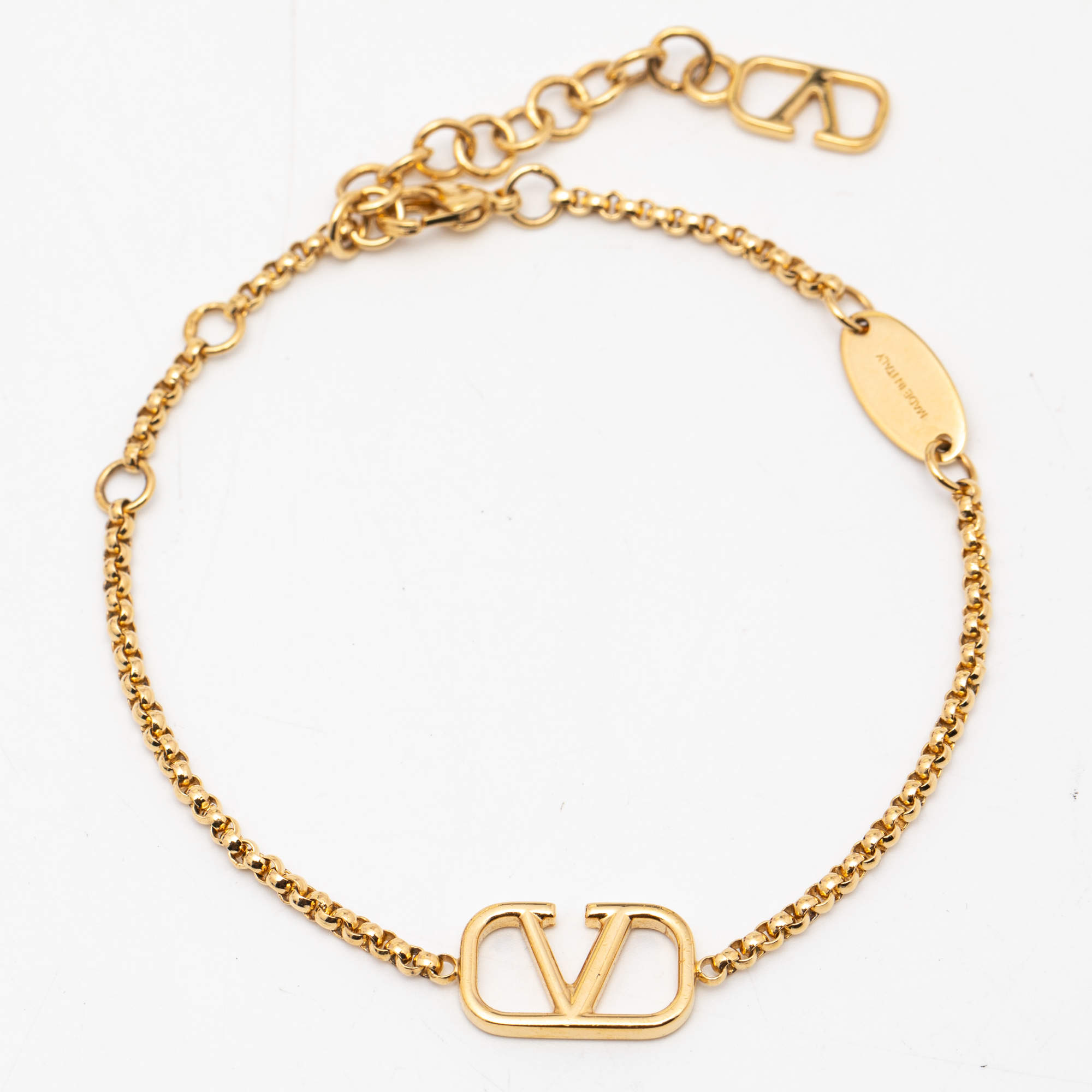 Pre Owned Valentino Gold Tone VLogo Bracelet