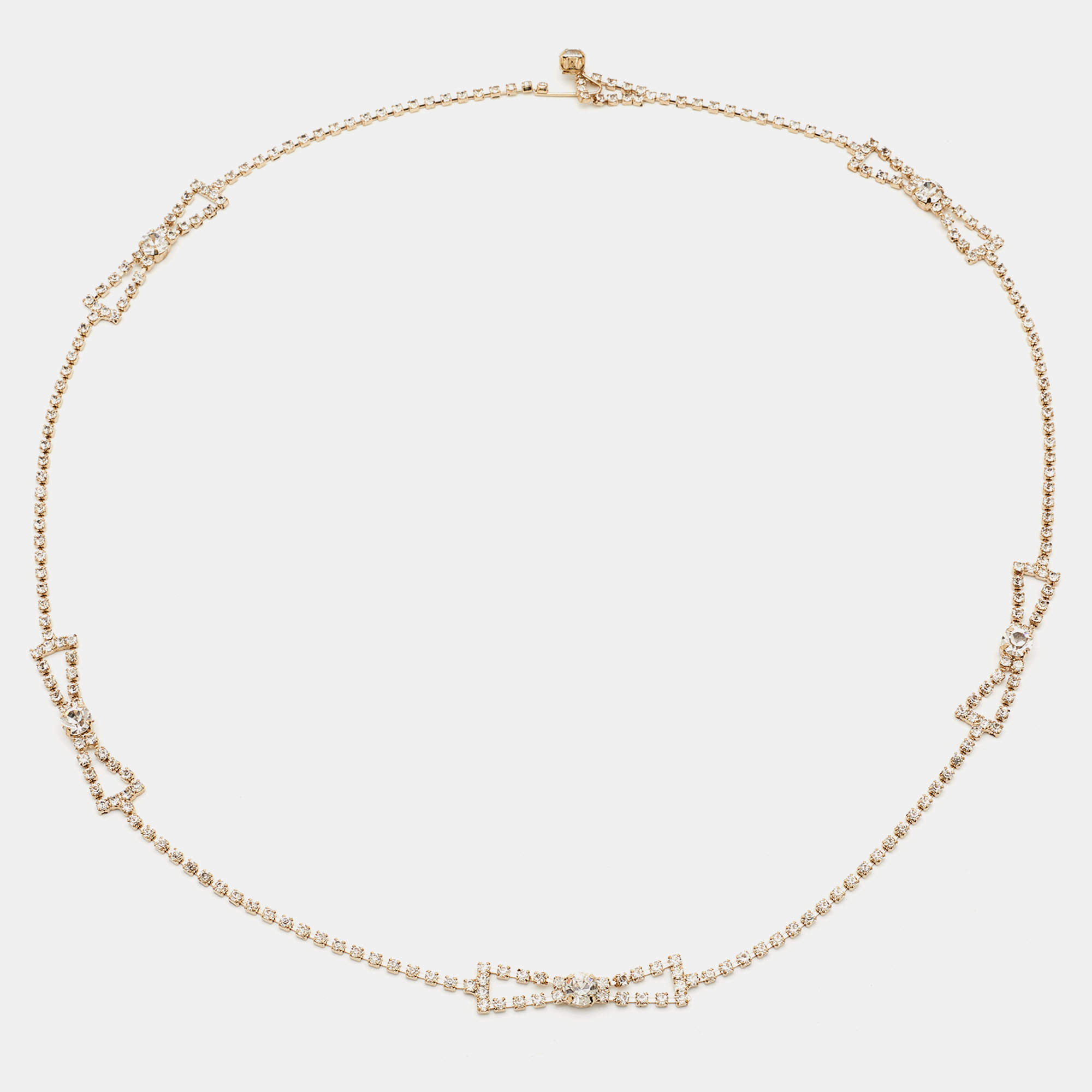 Pre Owned Valentino Gold Tone Crystal Bow Link Belt