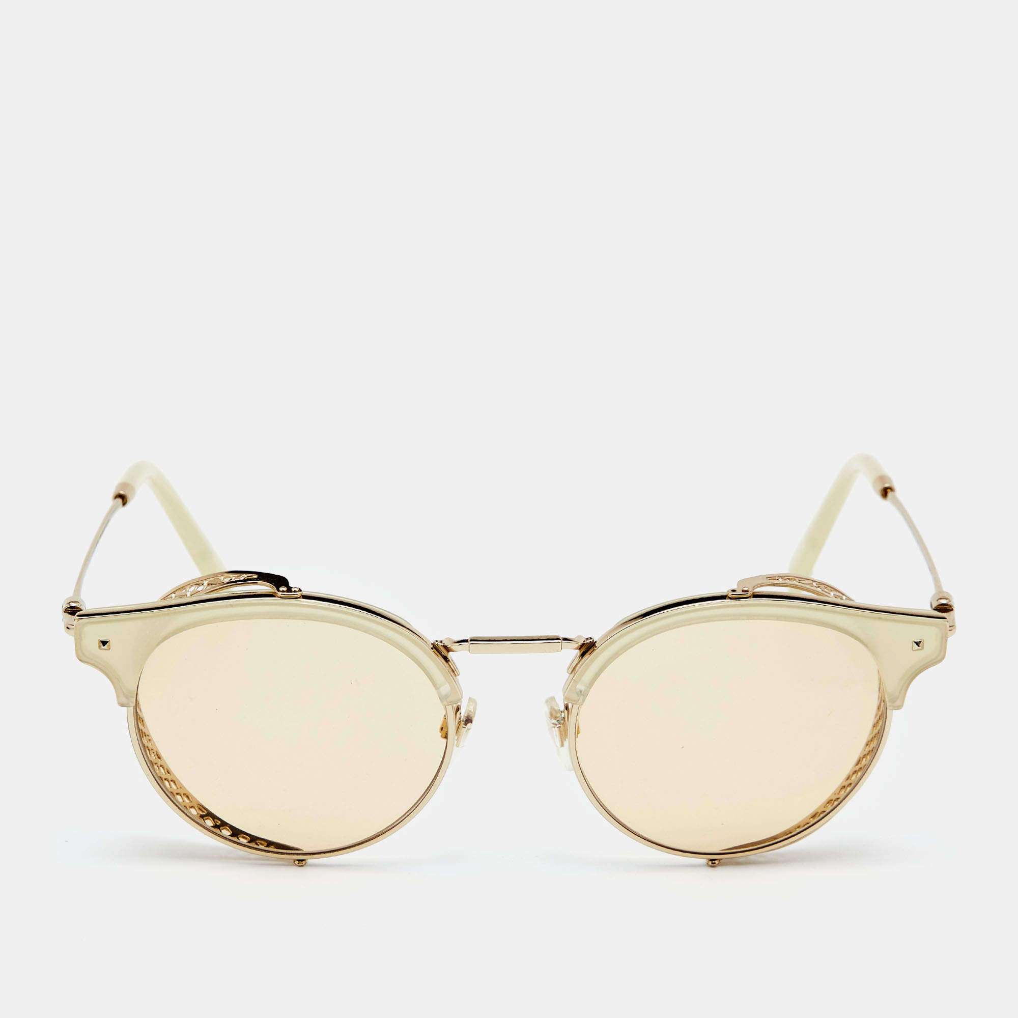 Valentino Gold/Beige VA 2008Z Movable Frame Round Sunglasses