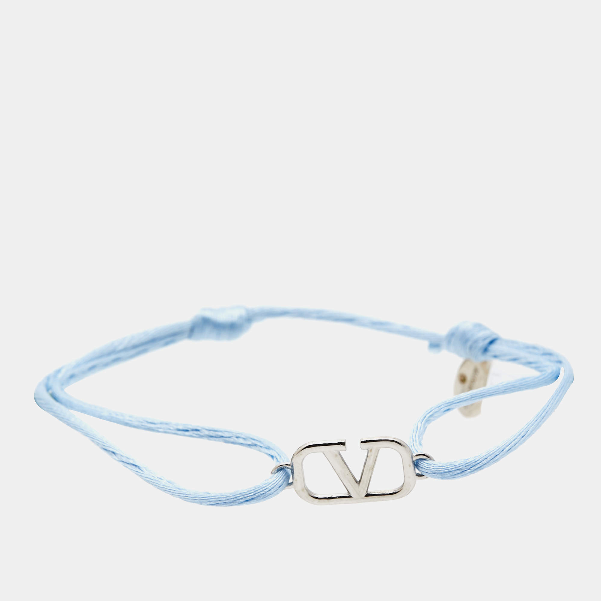 Valentino Vlogo Silver Tone Adjustable Cord Bracelet