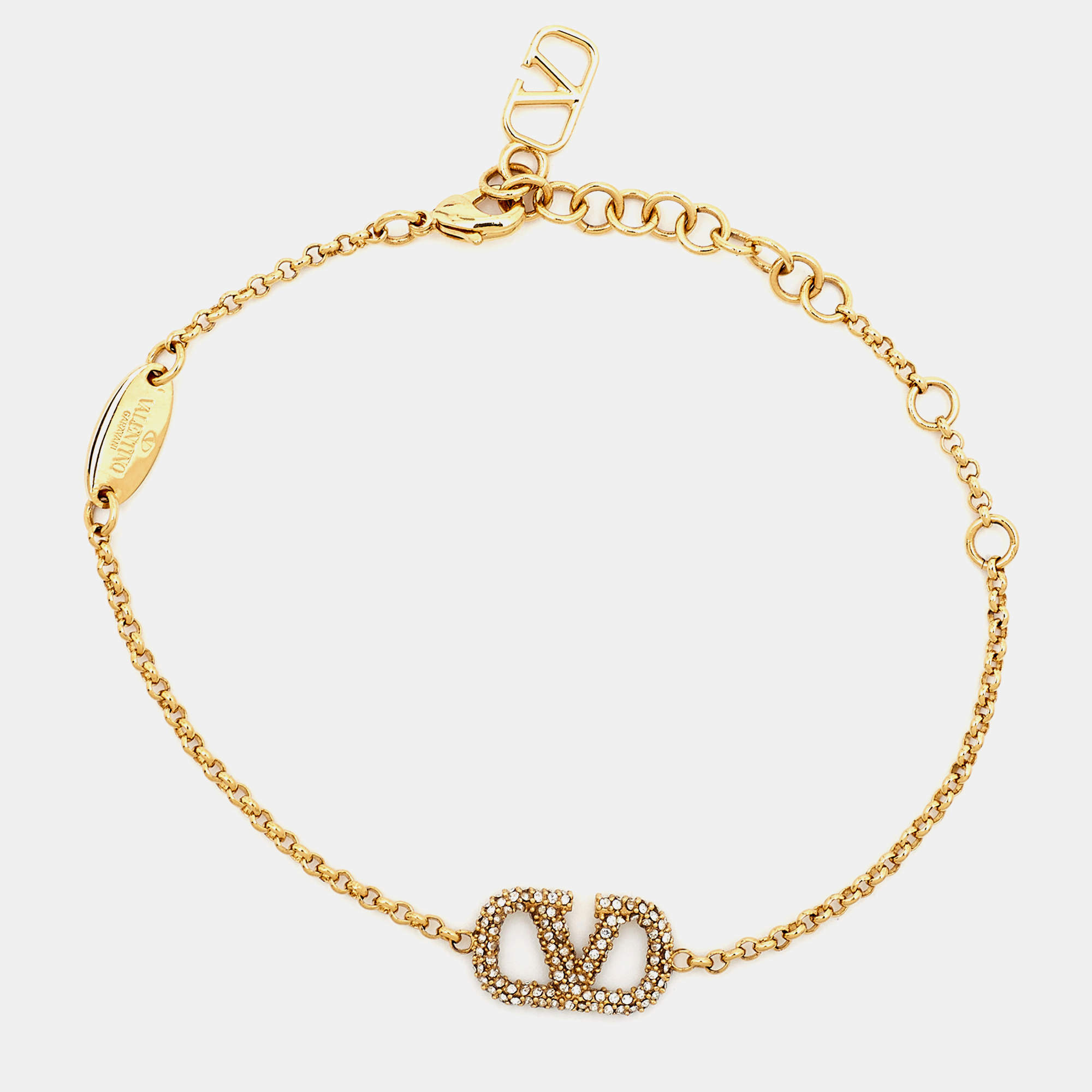 Valentino VLogo Crystal Gold Tone Bracelet