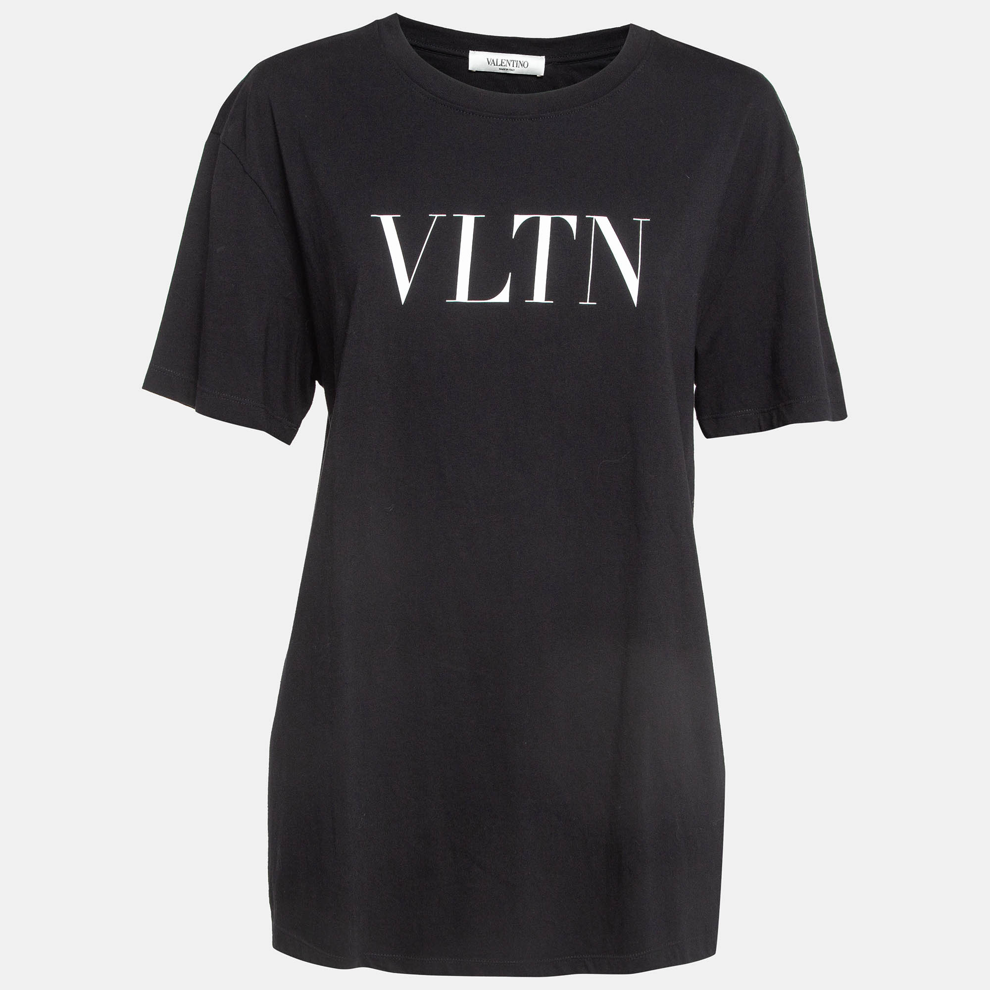 Pre Owned Valentino Black VLTN Print Cotton T-Shirt L