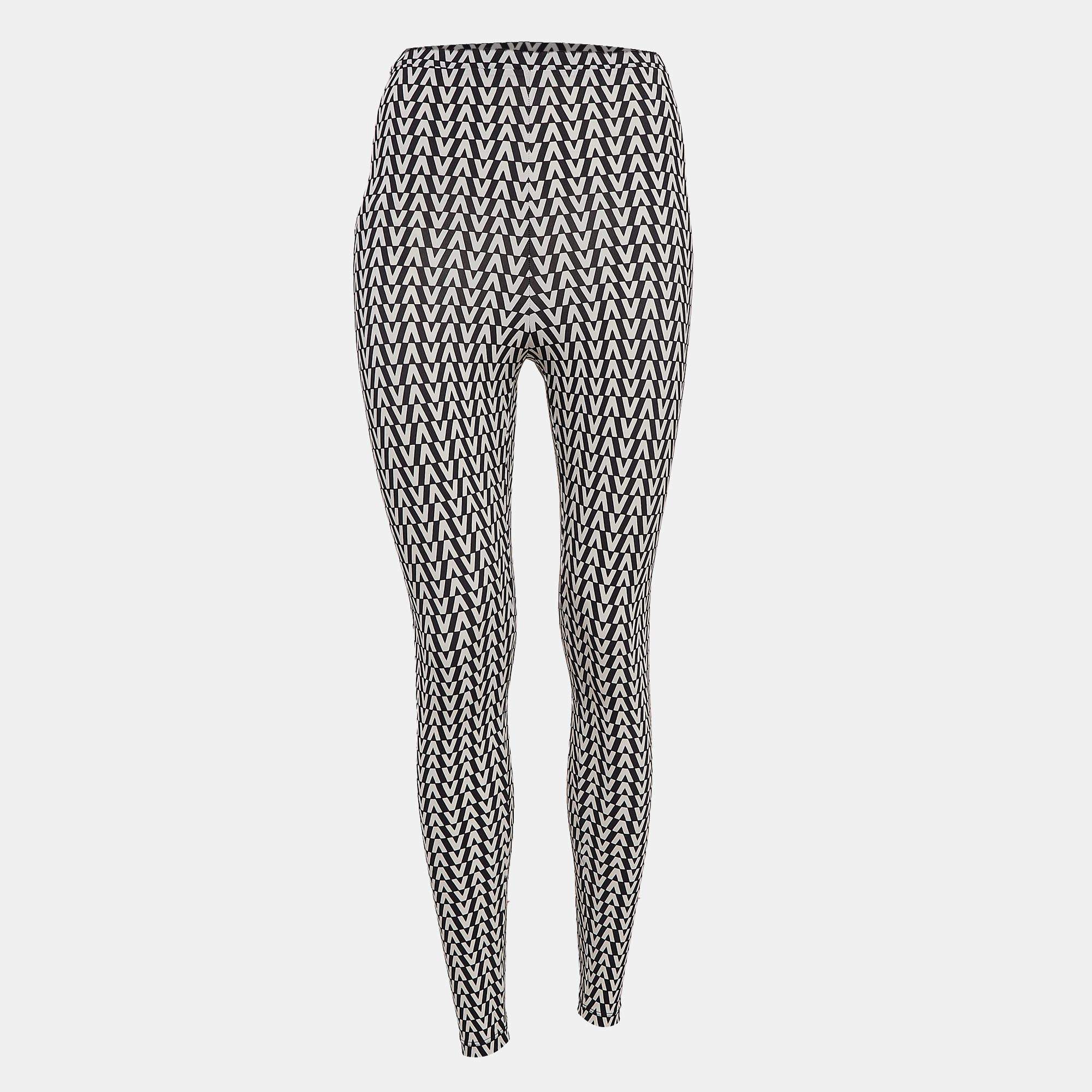 Valentino White/Black V Optical Print Jersey Leggings XS