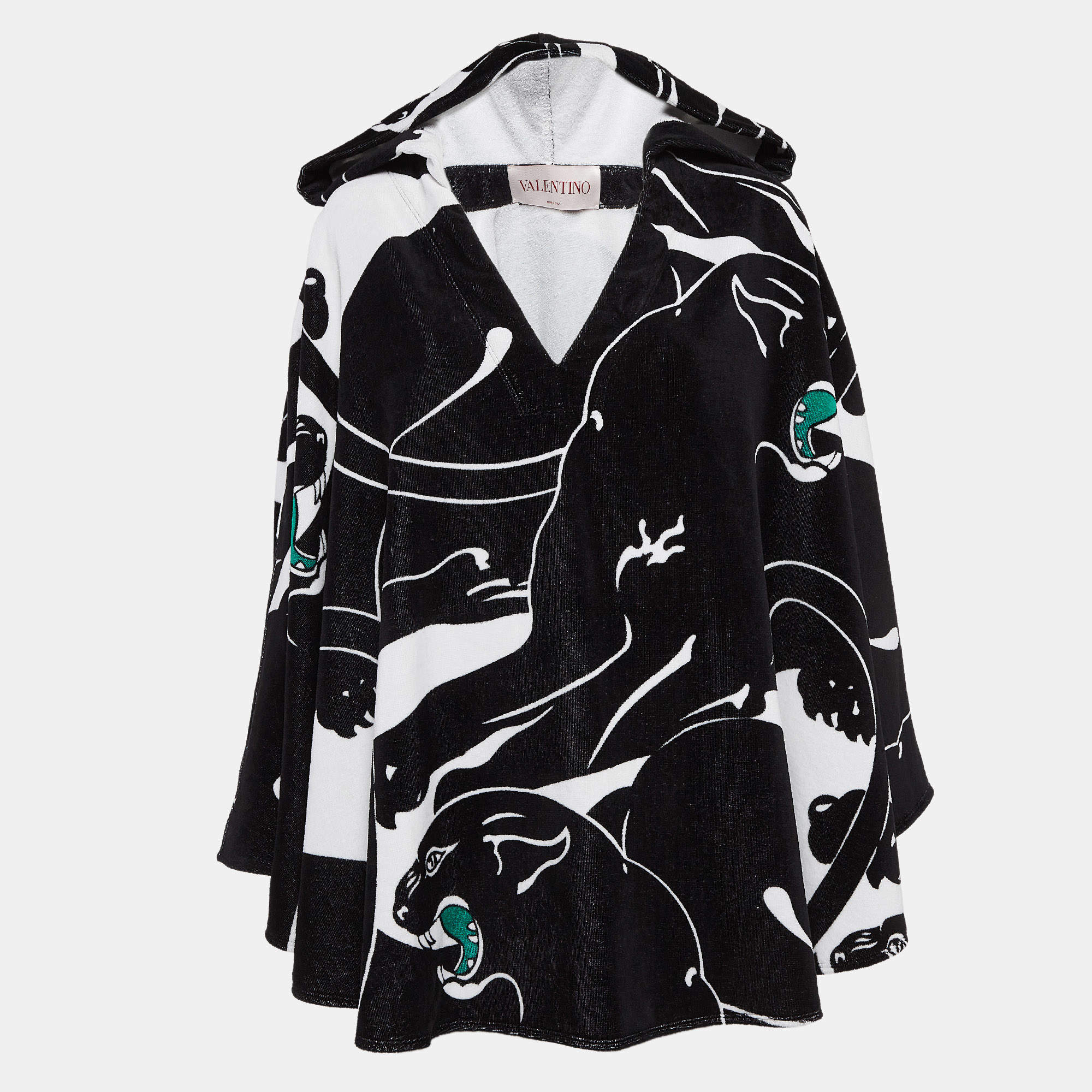 Pre Owned Valentino Garavani Black Panther Terry Cotton Cape M