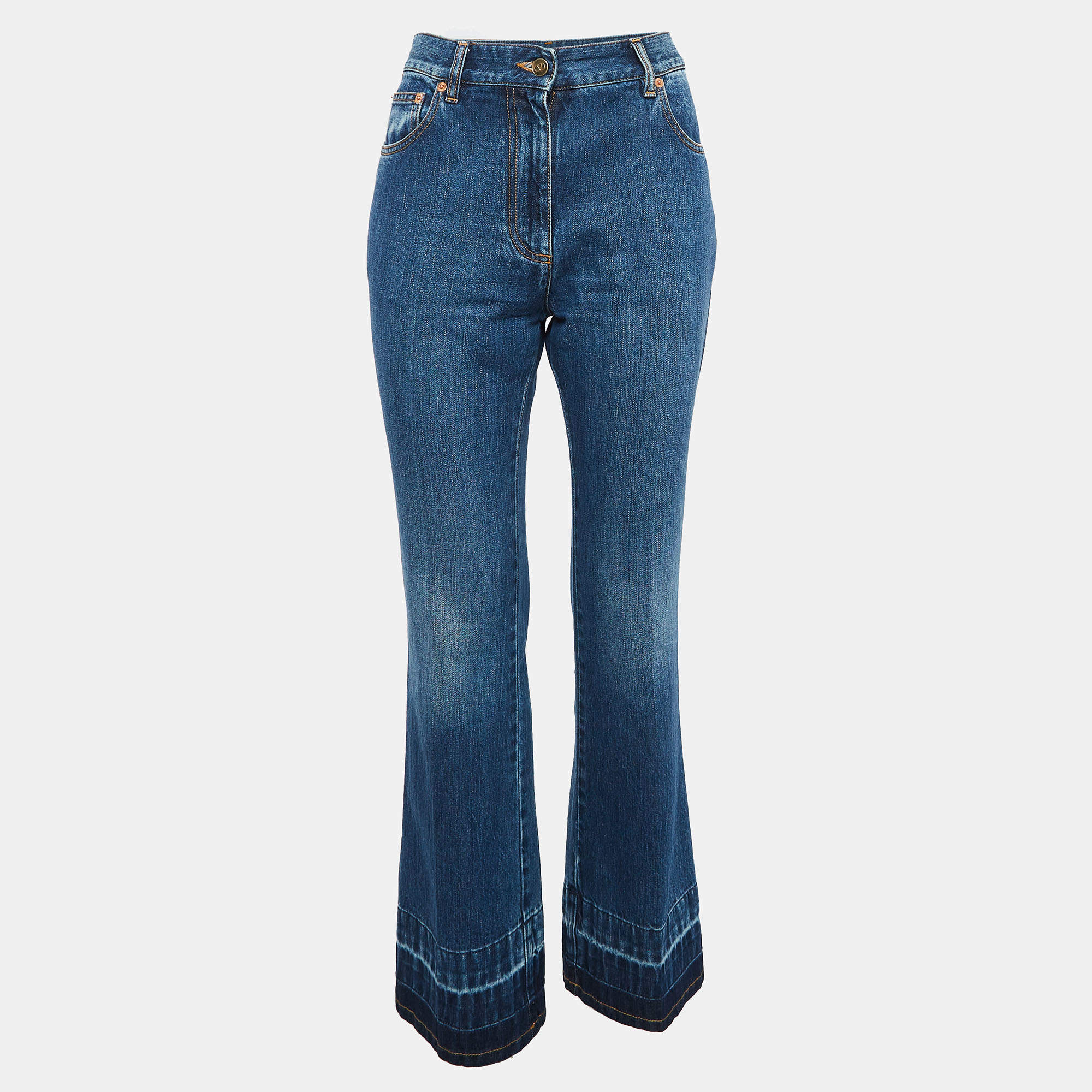 Pre Owned Valentino Blue Denim Bootcut Jeans L Waist 32"