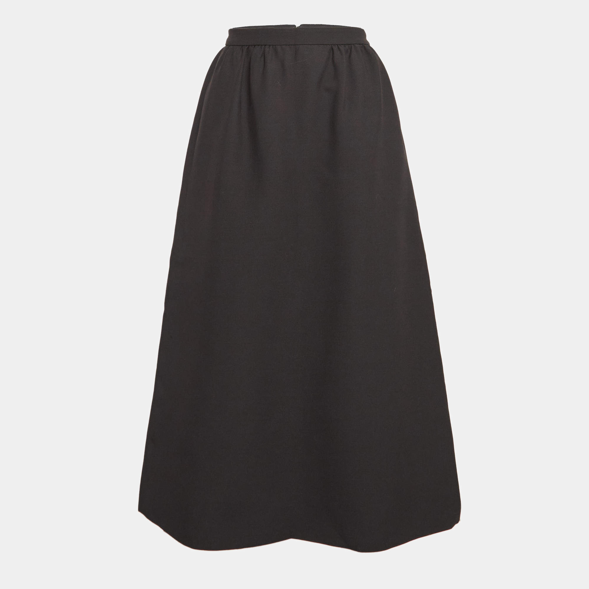Pre Owned Valentino Black Wool Blend Midi Skirt S