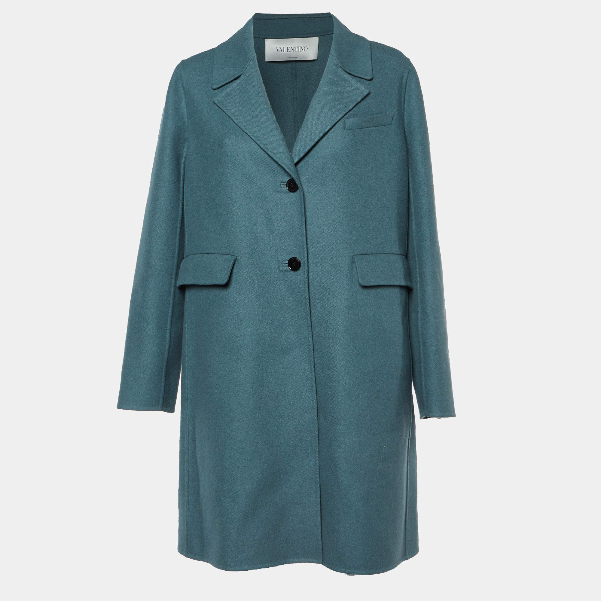 Valentino Sage Green Wool Mid Length Coat M