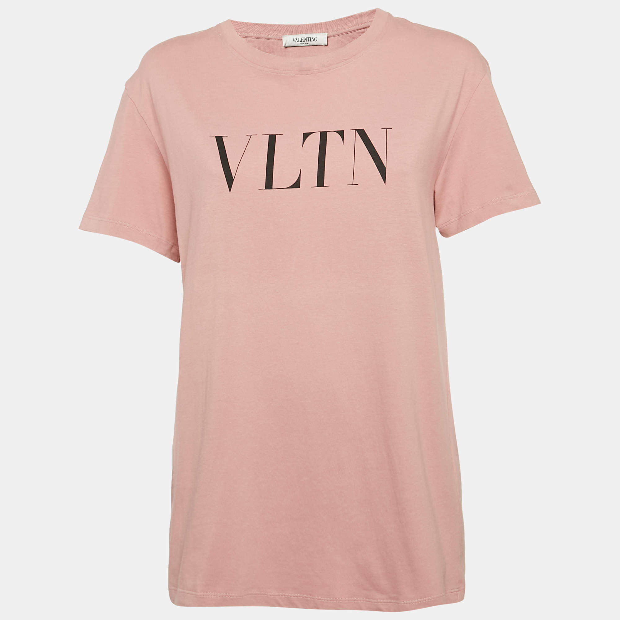 مملوكة مسبقًا Valentino Pink VLTN Print Jersey Crew Neck T-Shirt S