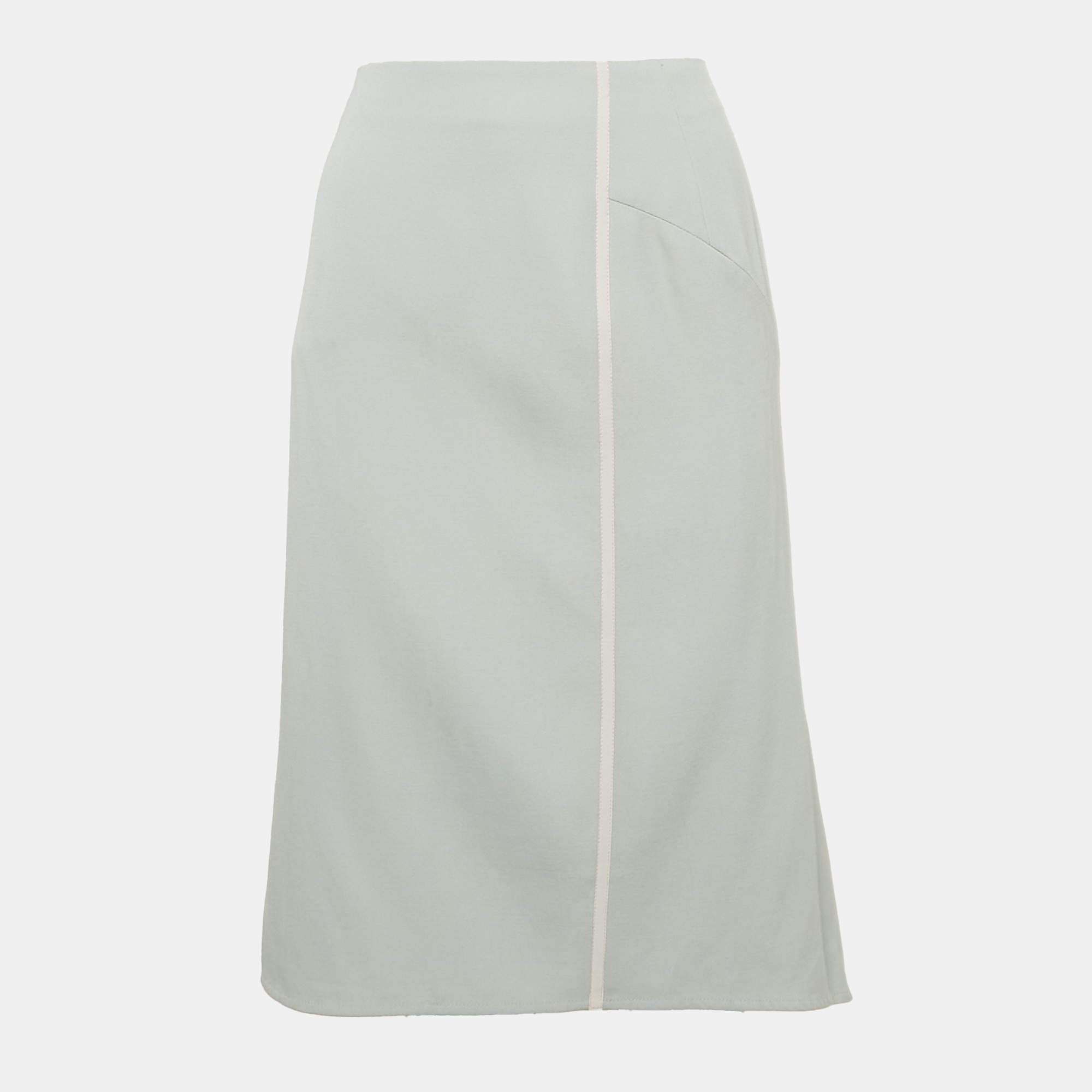 Valentino Light Blue Wool Pleated Knee-Length Skirt M
