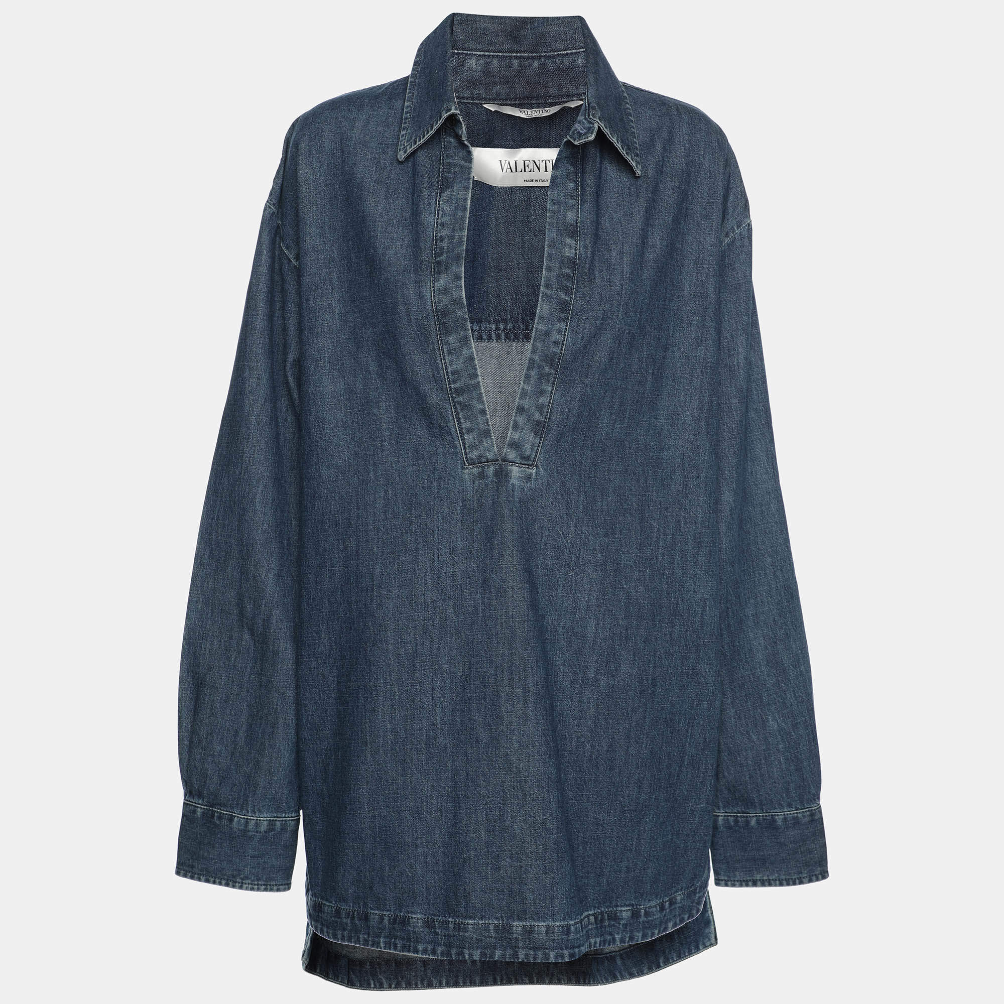 Pre Owned Valentino Blue Denim Long Sleeve Shirt L