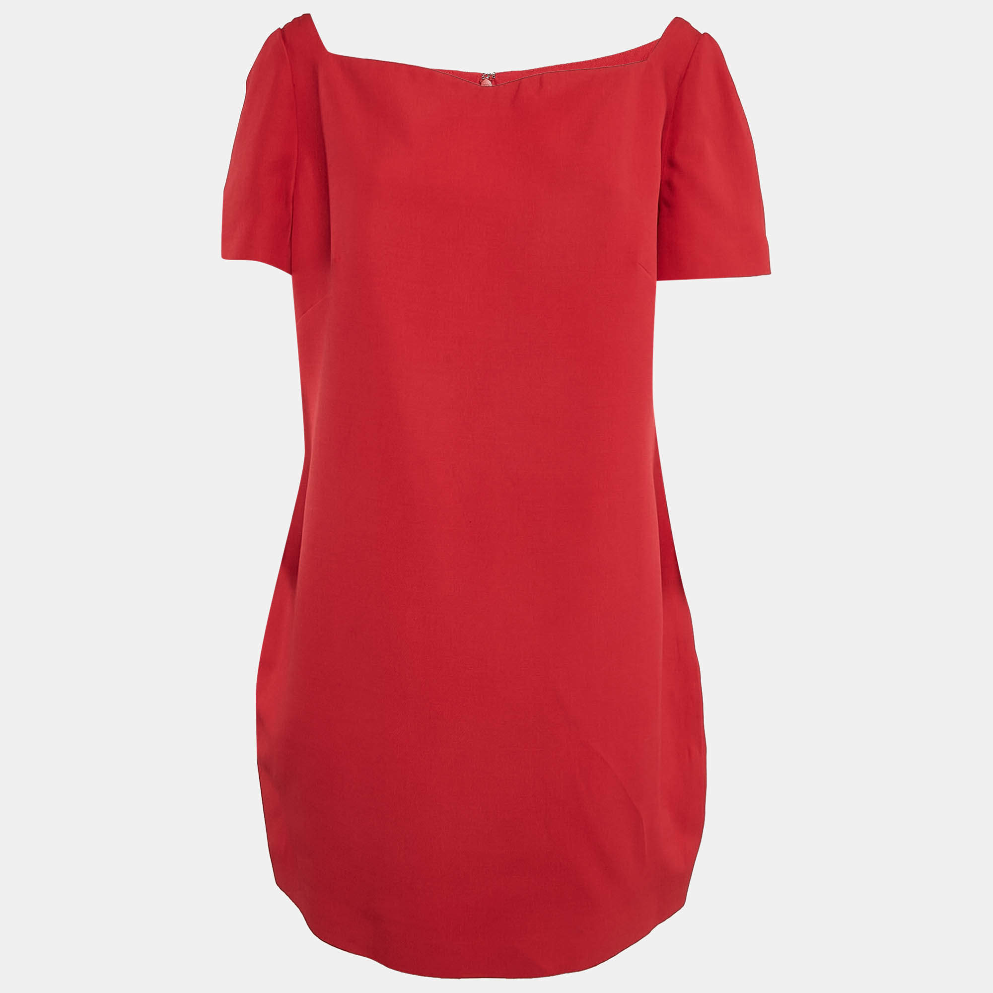 Pre Owned Valentino Red Crepe Mini Dress XXL