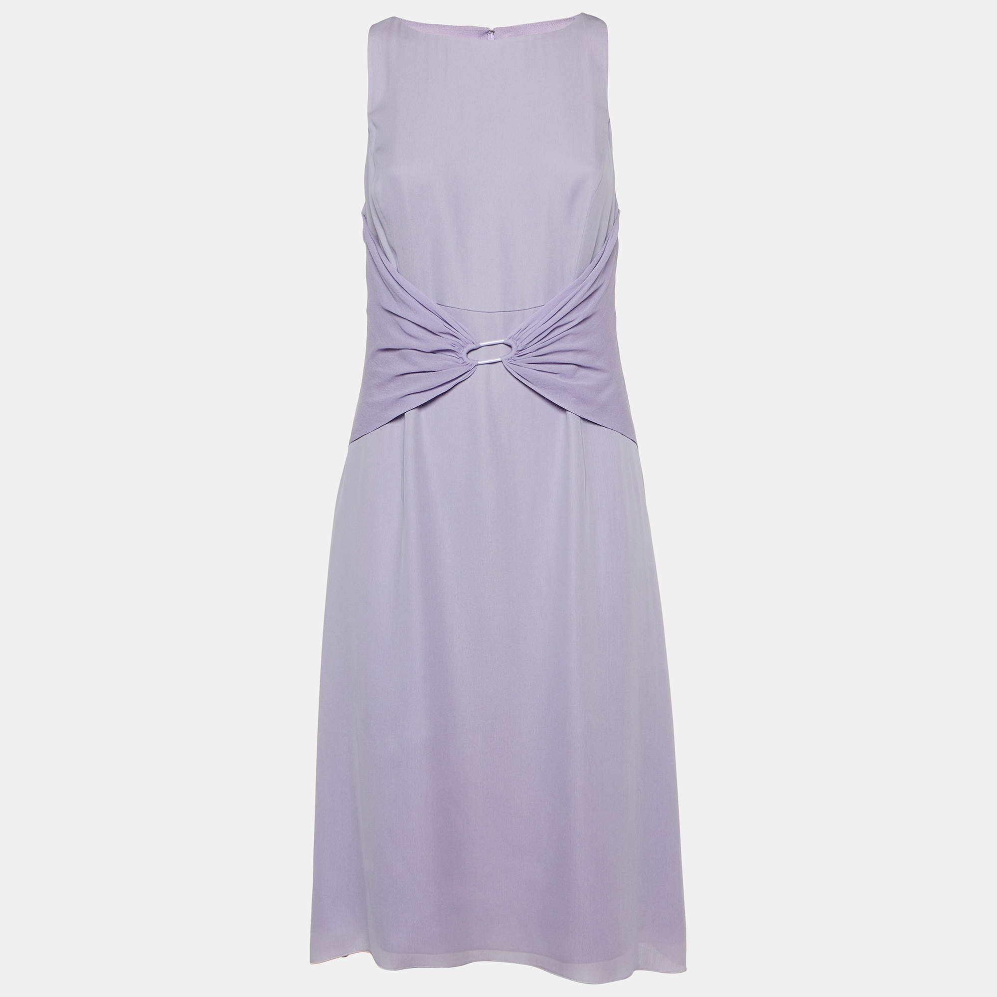 Pre Owned Valentino Light Purple Crepe Sleeveless Midi Dress M