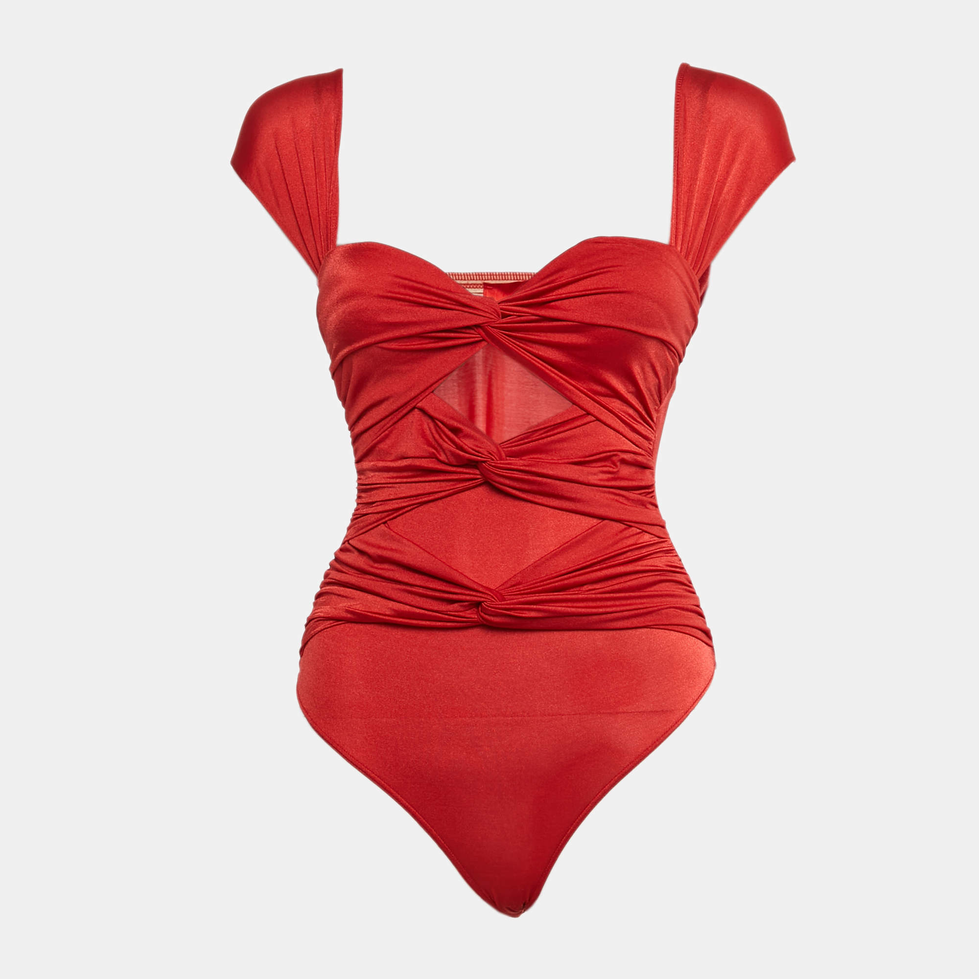 Valentino Wolford Red Lycra String Bodysuit S