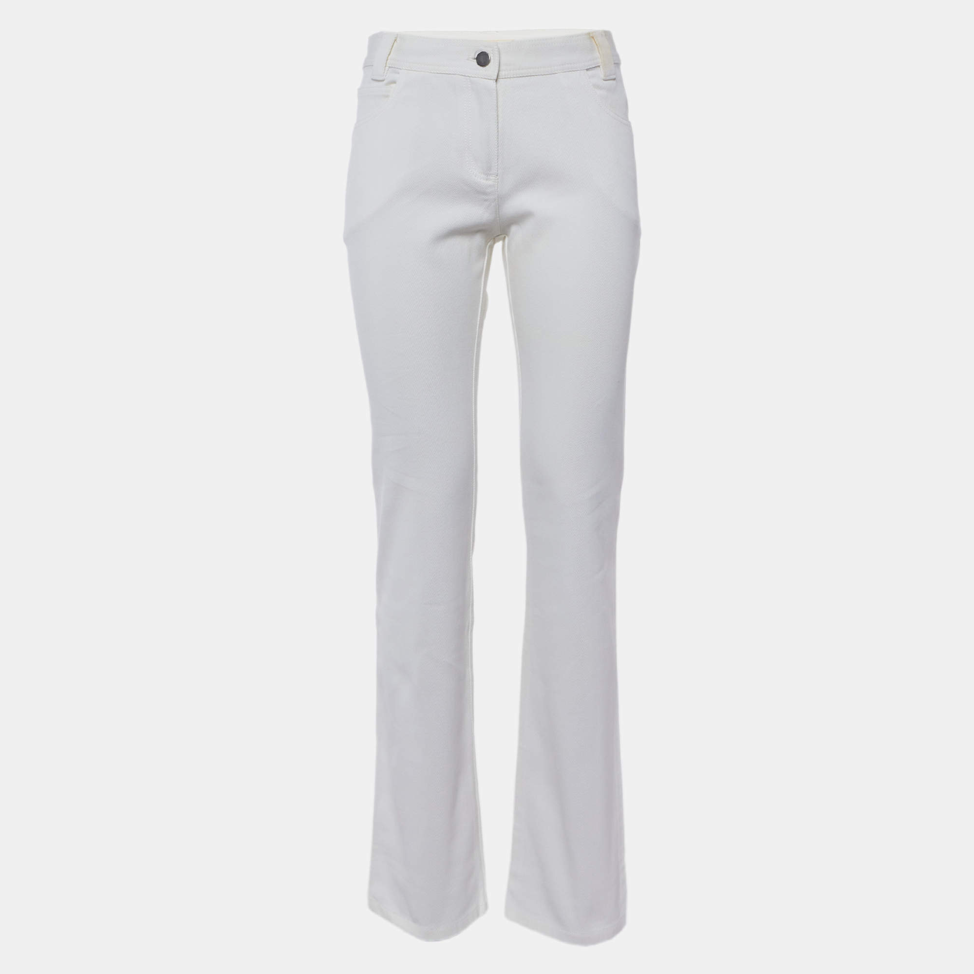 Pre Owned Valentino Vintage White Cotton Slim Fit Jeans M/Waist 30"