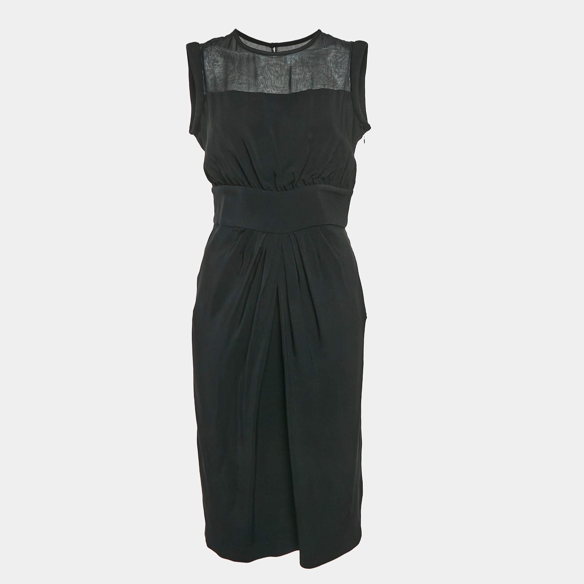 Pre Owned Valentino Black Crepe Sleeveless Short Dress L