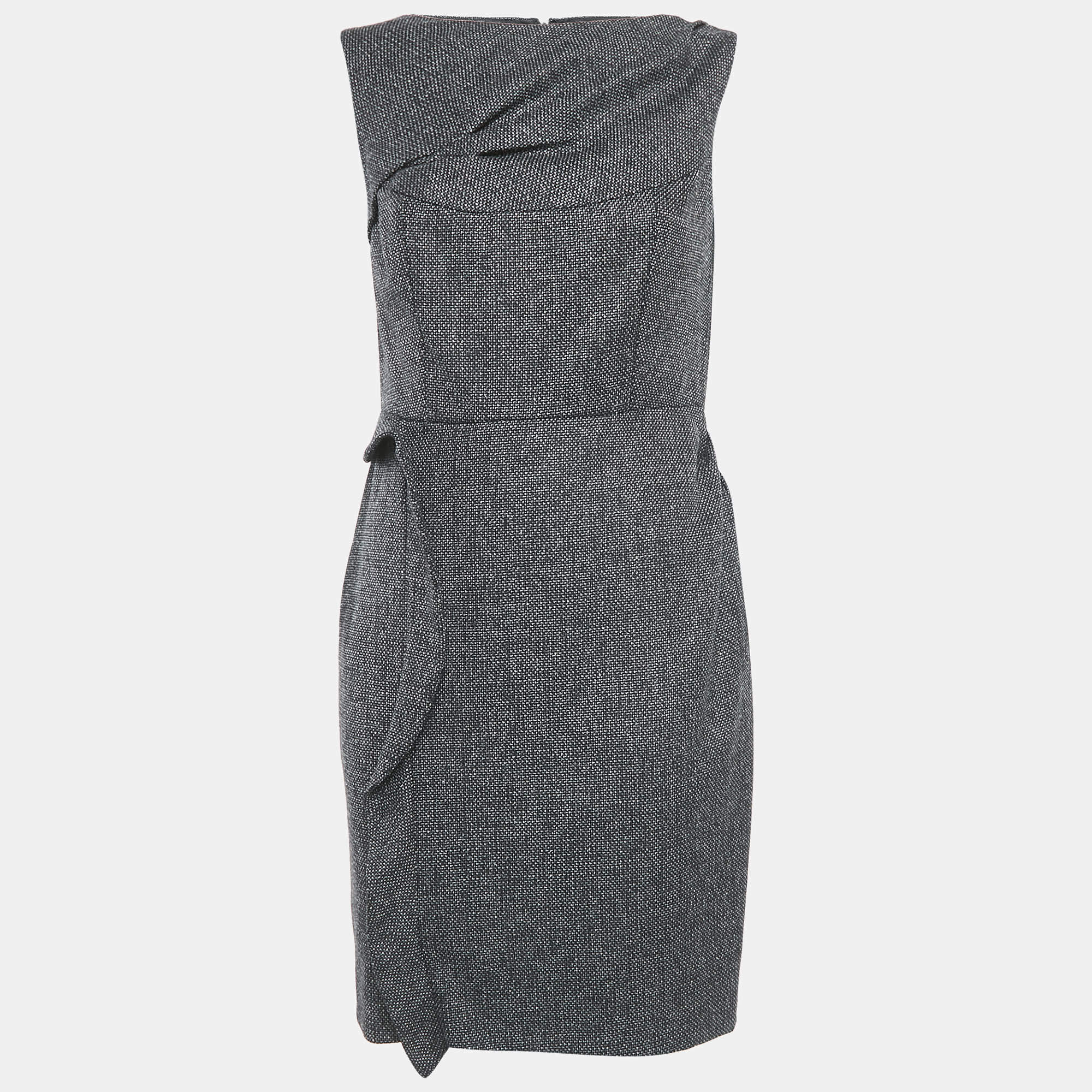 Pre Owned Valentino Black Wool Blend Sleeveless Short Dress M