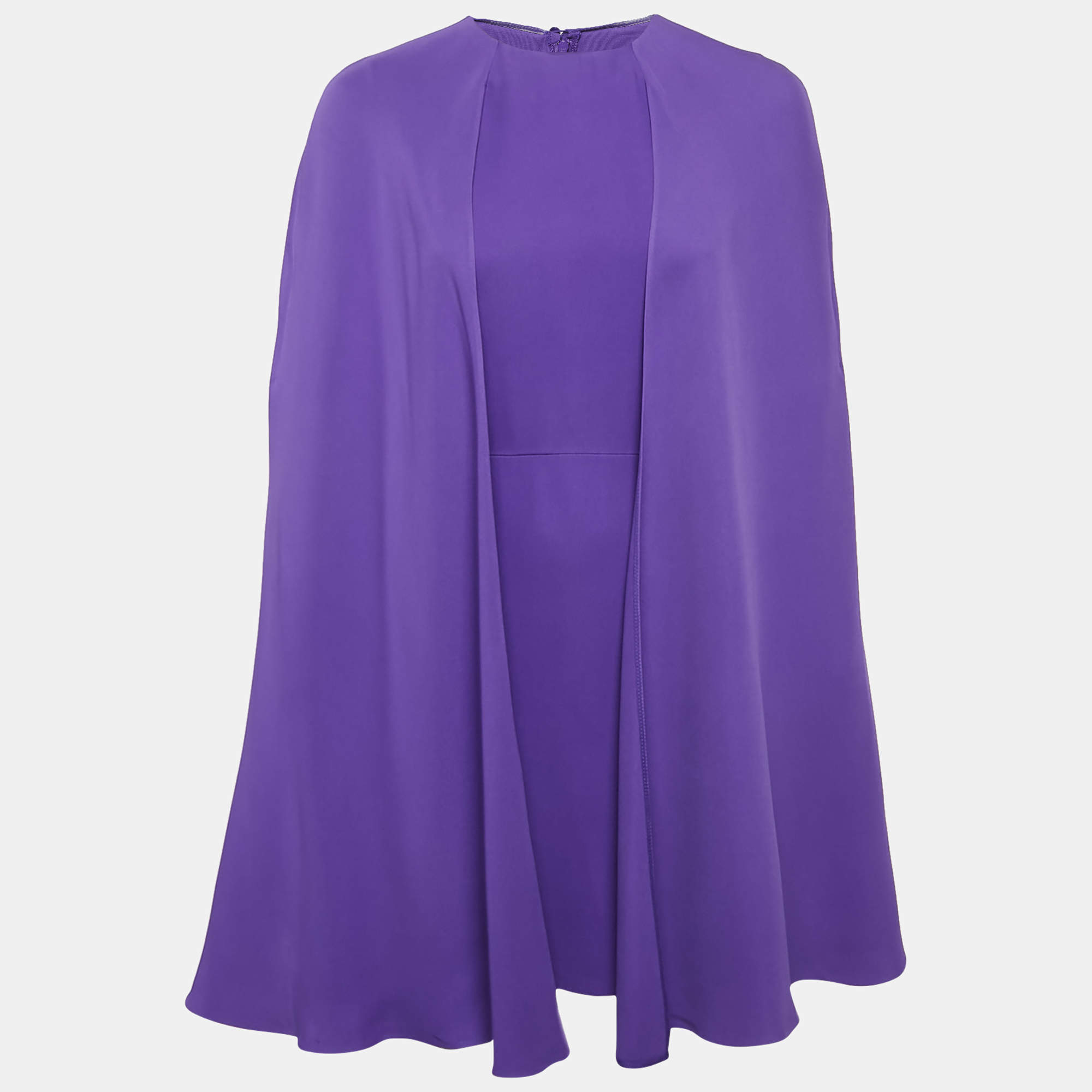 Pre Owned Valentino Purple Silk Cape Mini Dress S