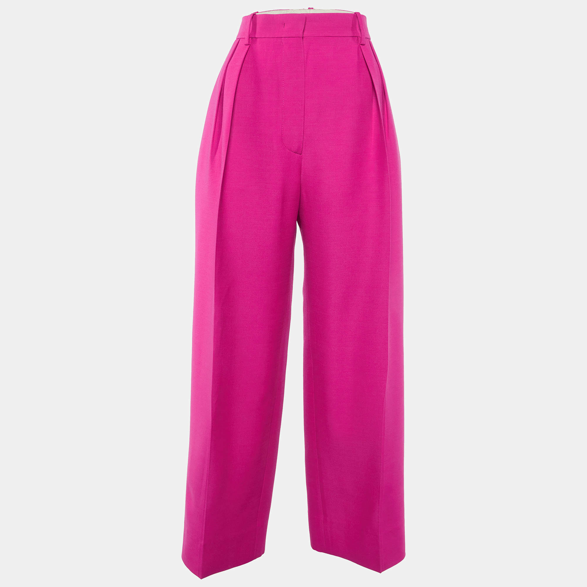 Valentino Pink Wool Pleated Trousers M