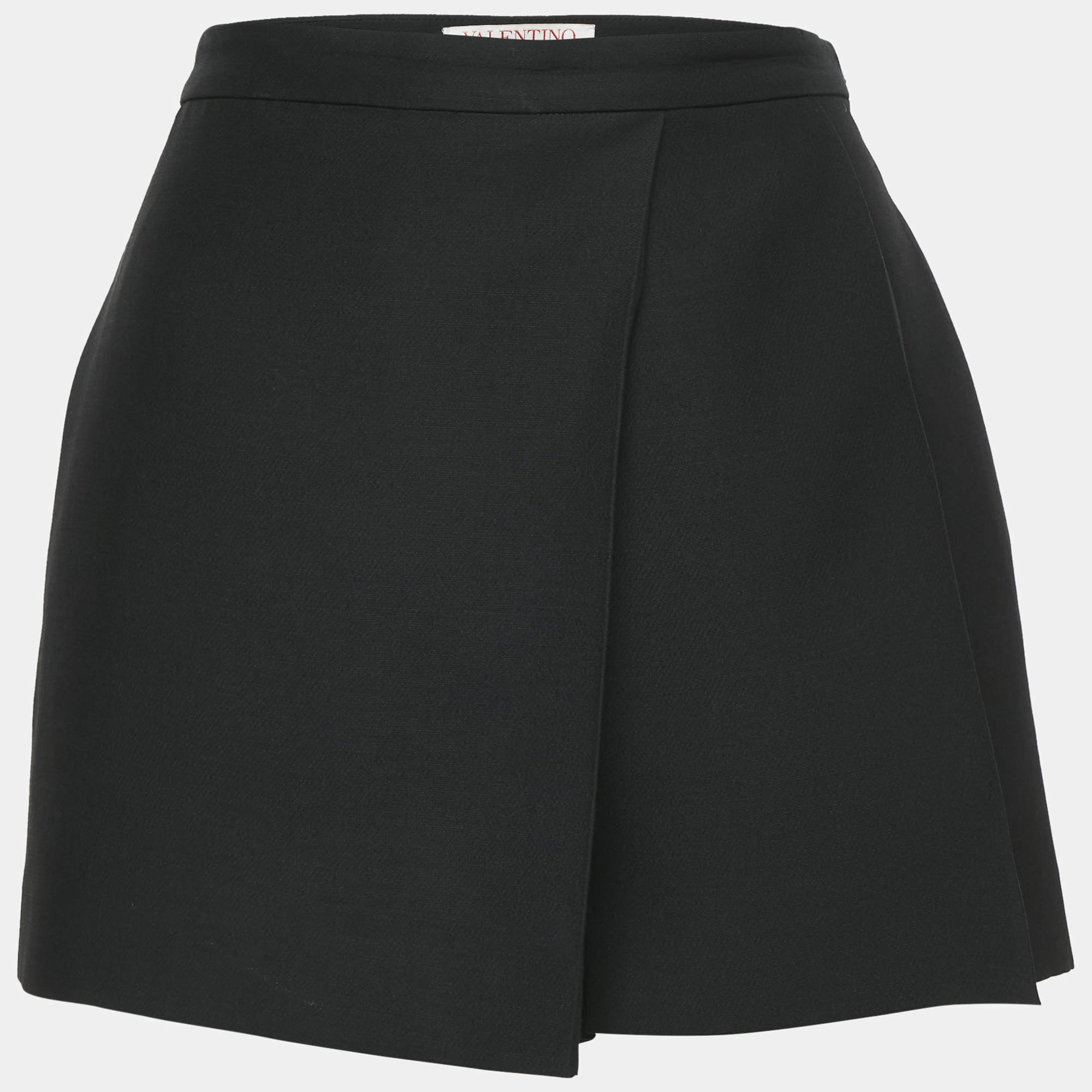 Valentino Black Wool Blend Pleated Shorts S