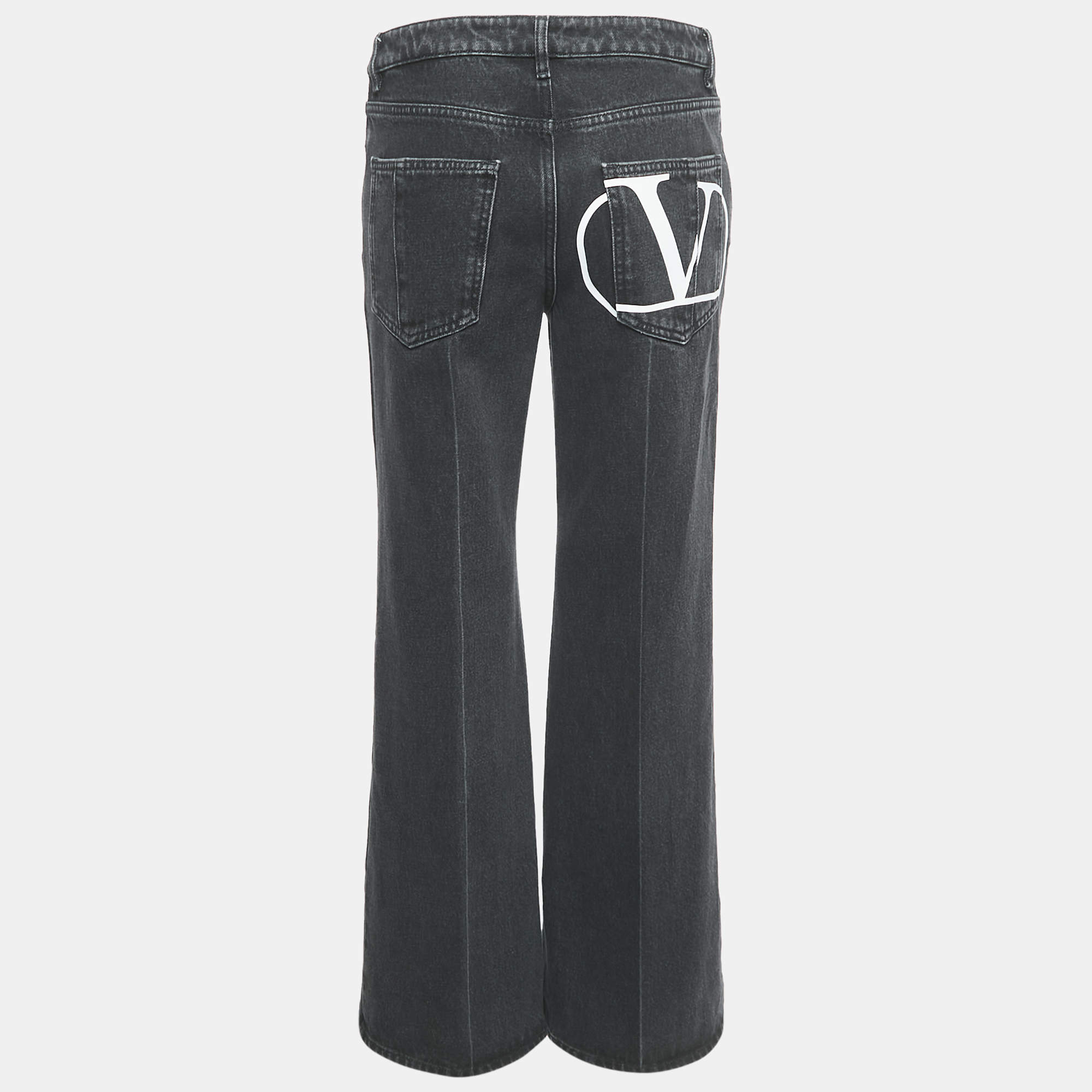VIP【送料関税込】VALENTINO STRAIGHT-LEG DENIM JEANS Valentino Garavani Floral-Print Trim Straight-Leg Denim