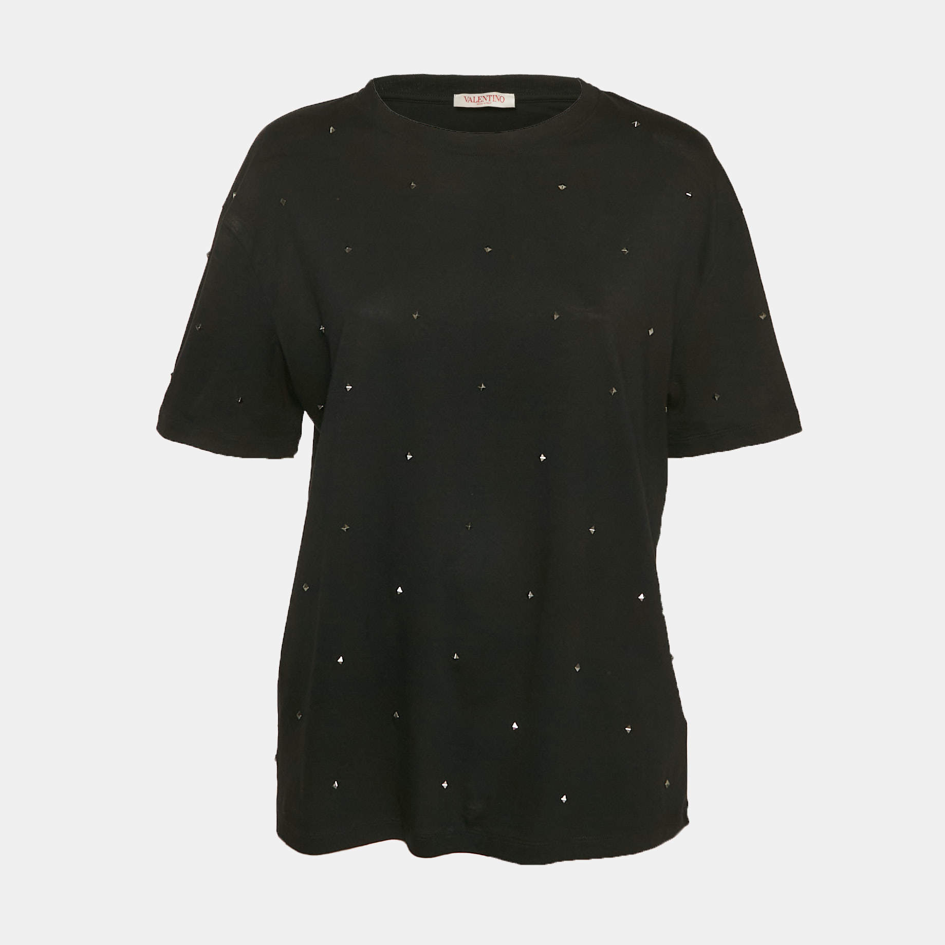 Valentino Black Jersey Rockstud Embellished T-Shirt L