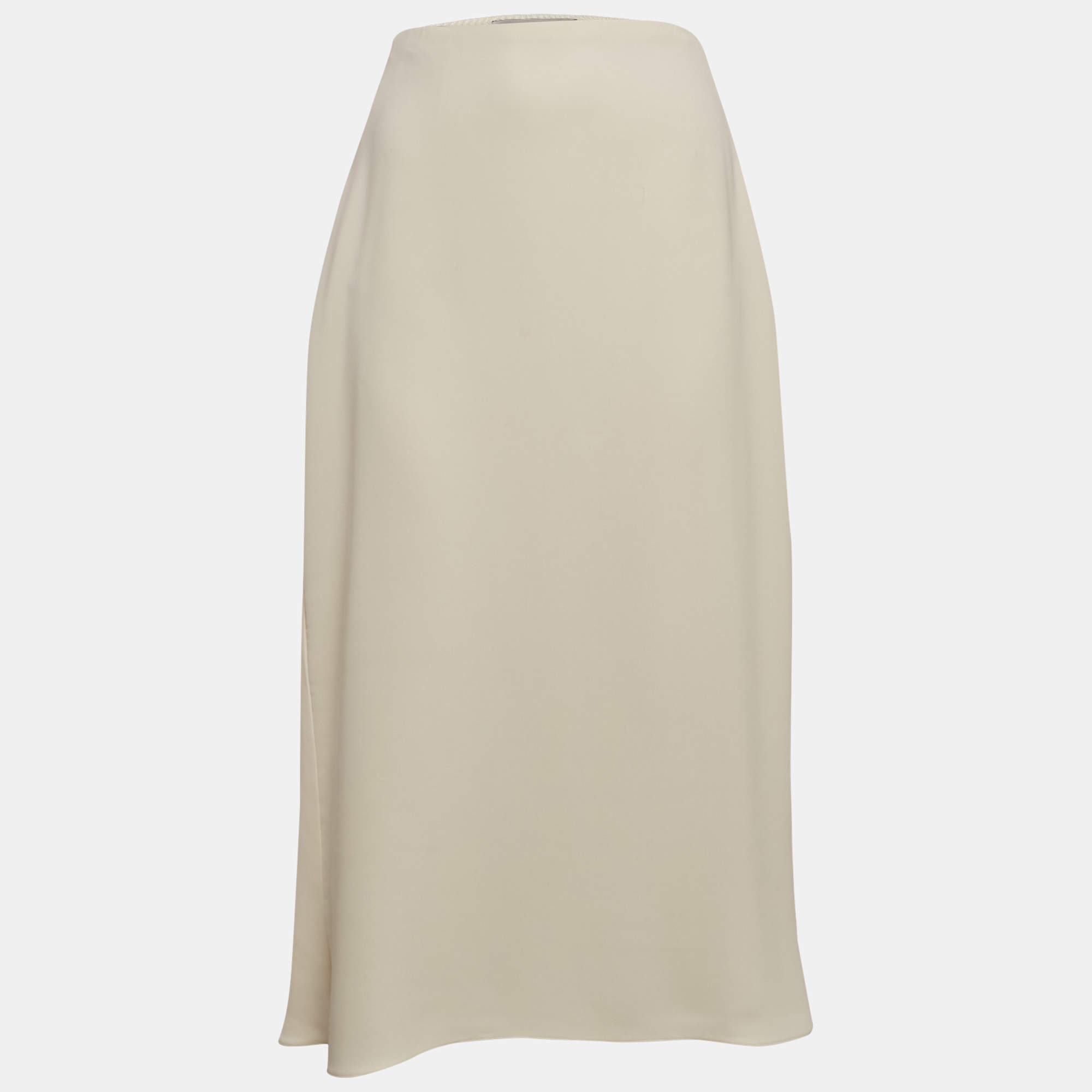 Valentino Cream Silk Midi Skirt M